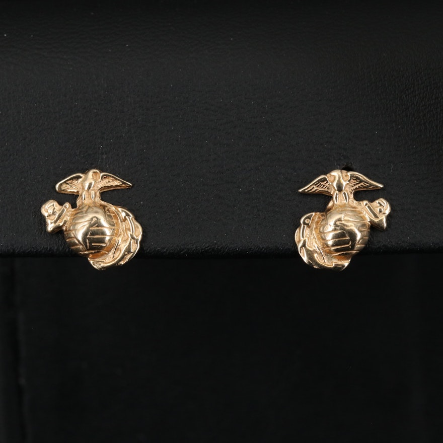 14K Marine Corp Earrings