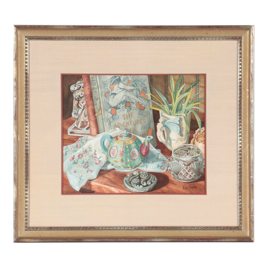 Eva Fisher Still Life Watercolor Painting, Circa 2000