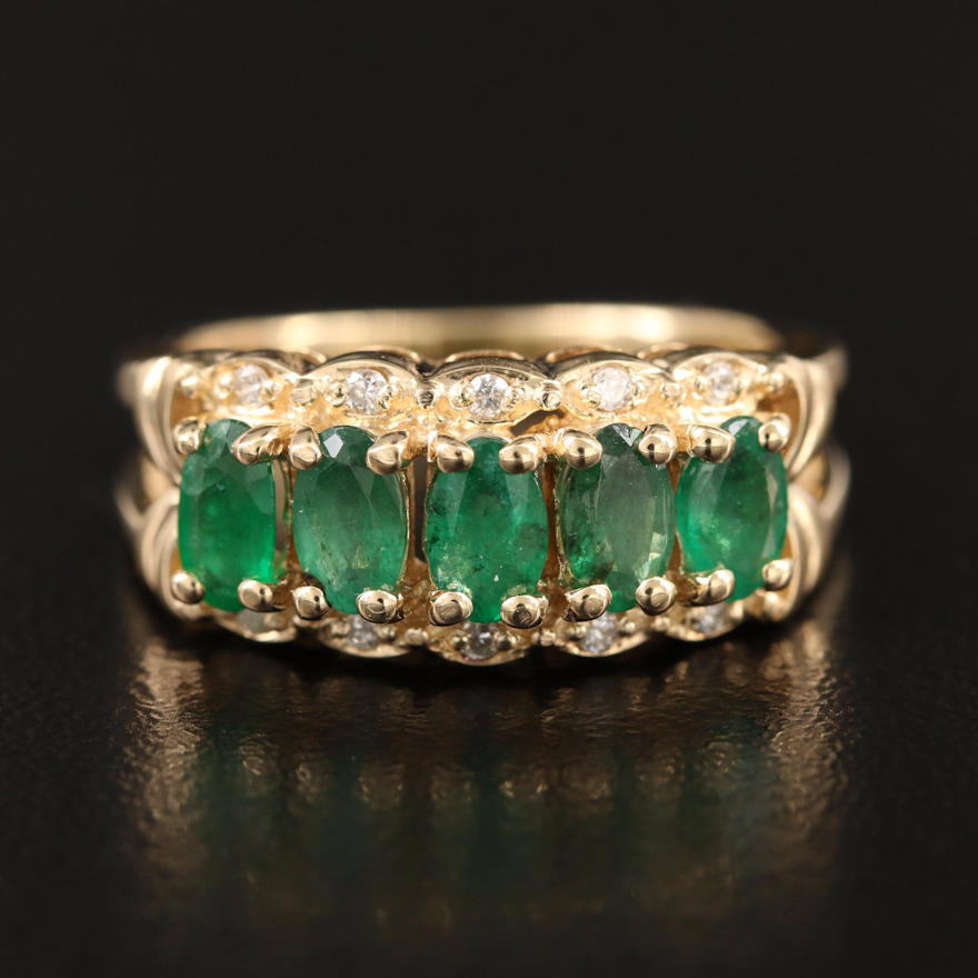 14K Emerald and Diamond Ring