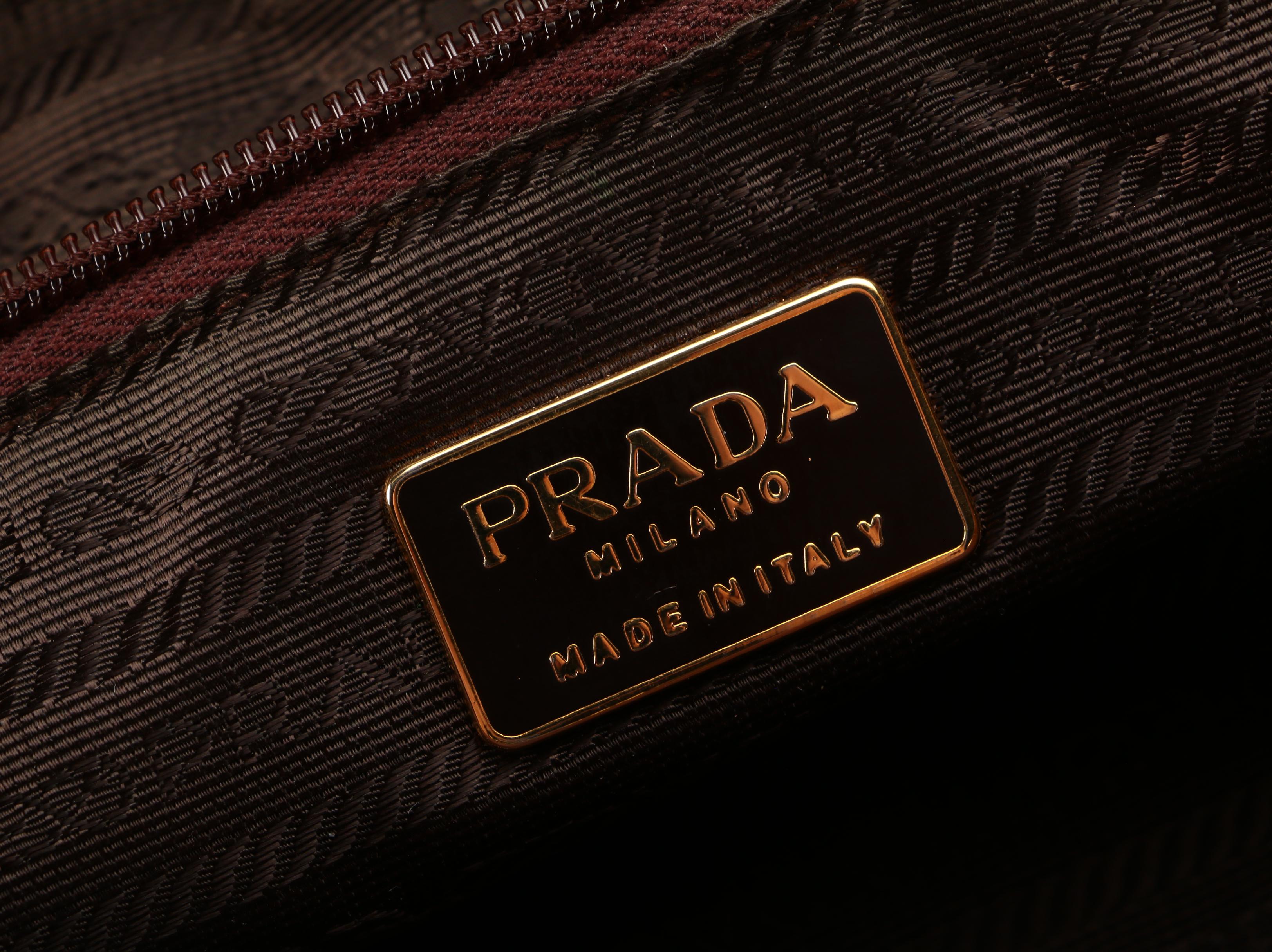Prada Quilted Brown Tessuto Nylon Shoulder Bag with Leather and Chain Strap