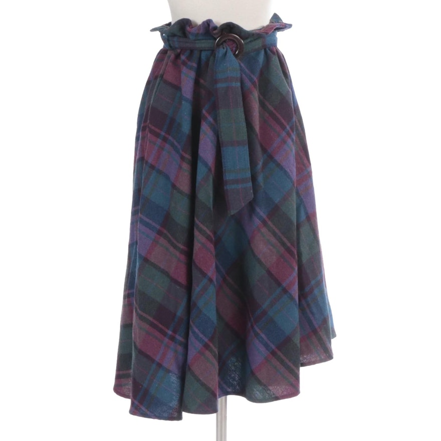 Harvey's Place Three-Quarter Circle Skirt in Plaid with Matching Belt