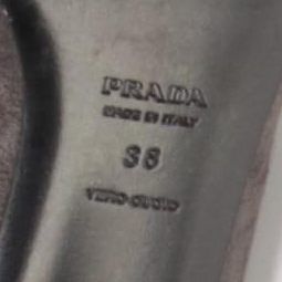 Prada Grey Suede Pumps with Embellished Plaque