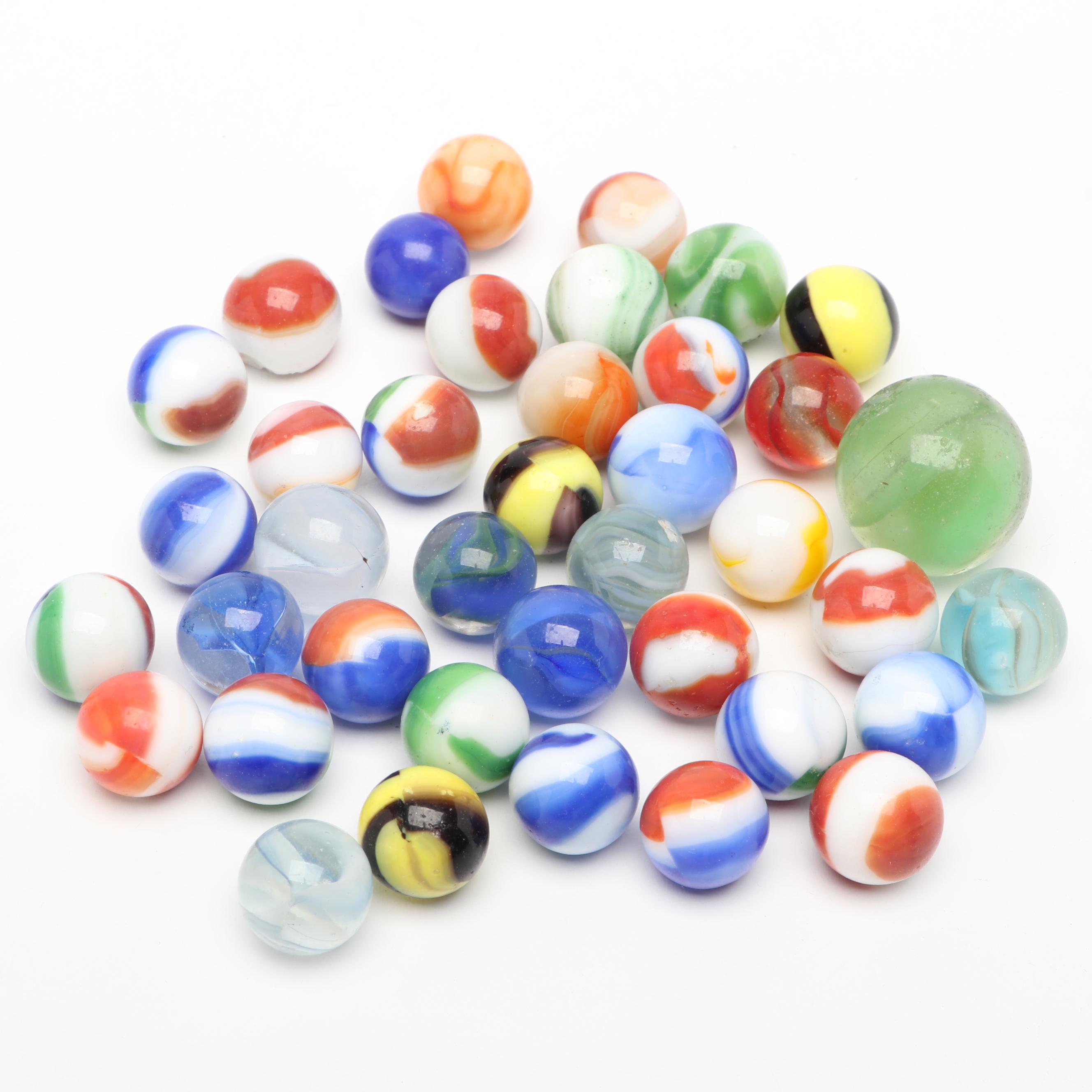 Glass Marbles with Cloth Carry Bag