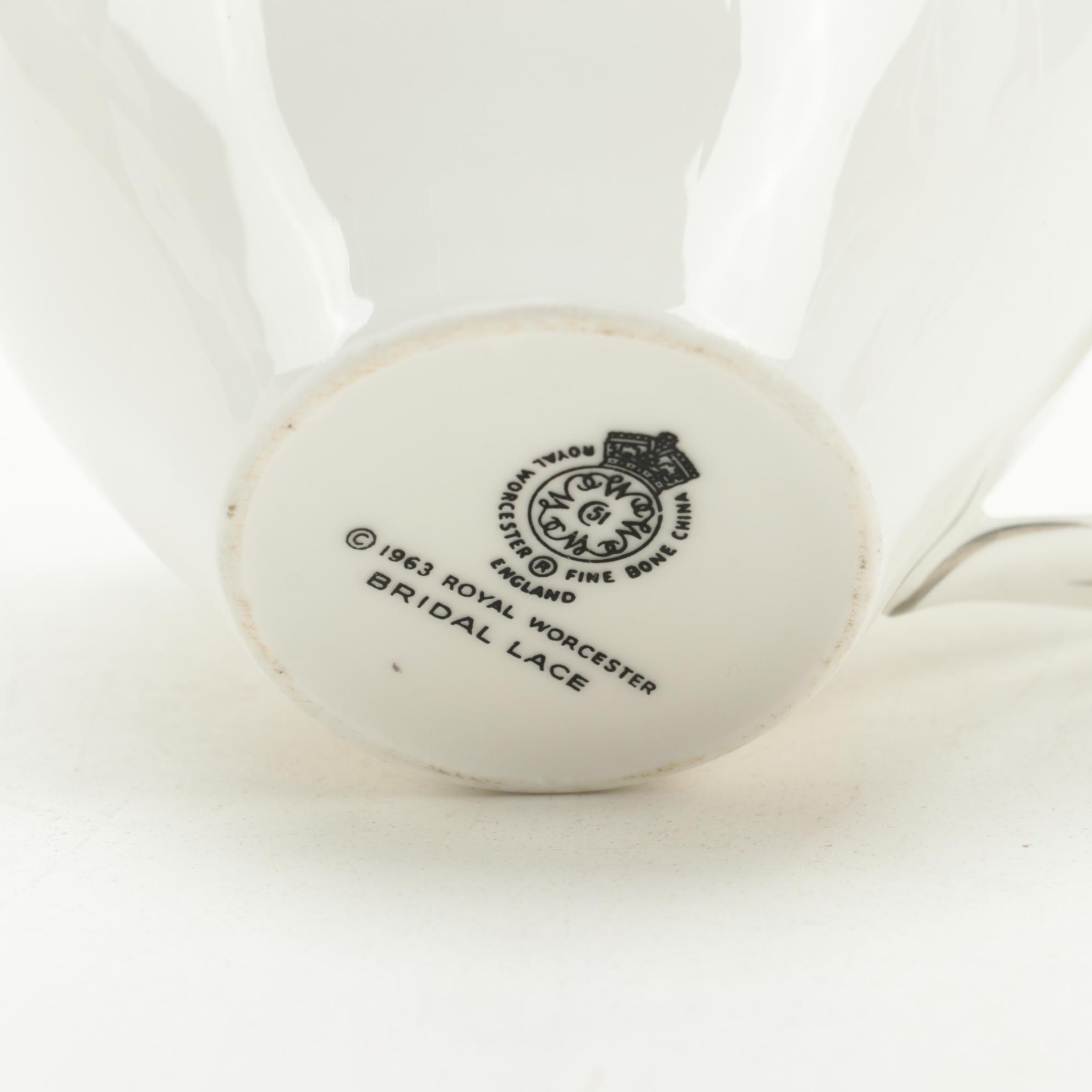 Royal Worcester "Bridal Lace" Bone China Coffee Set, 1961–1971