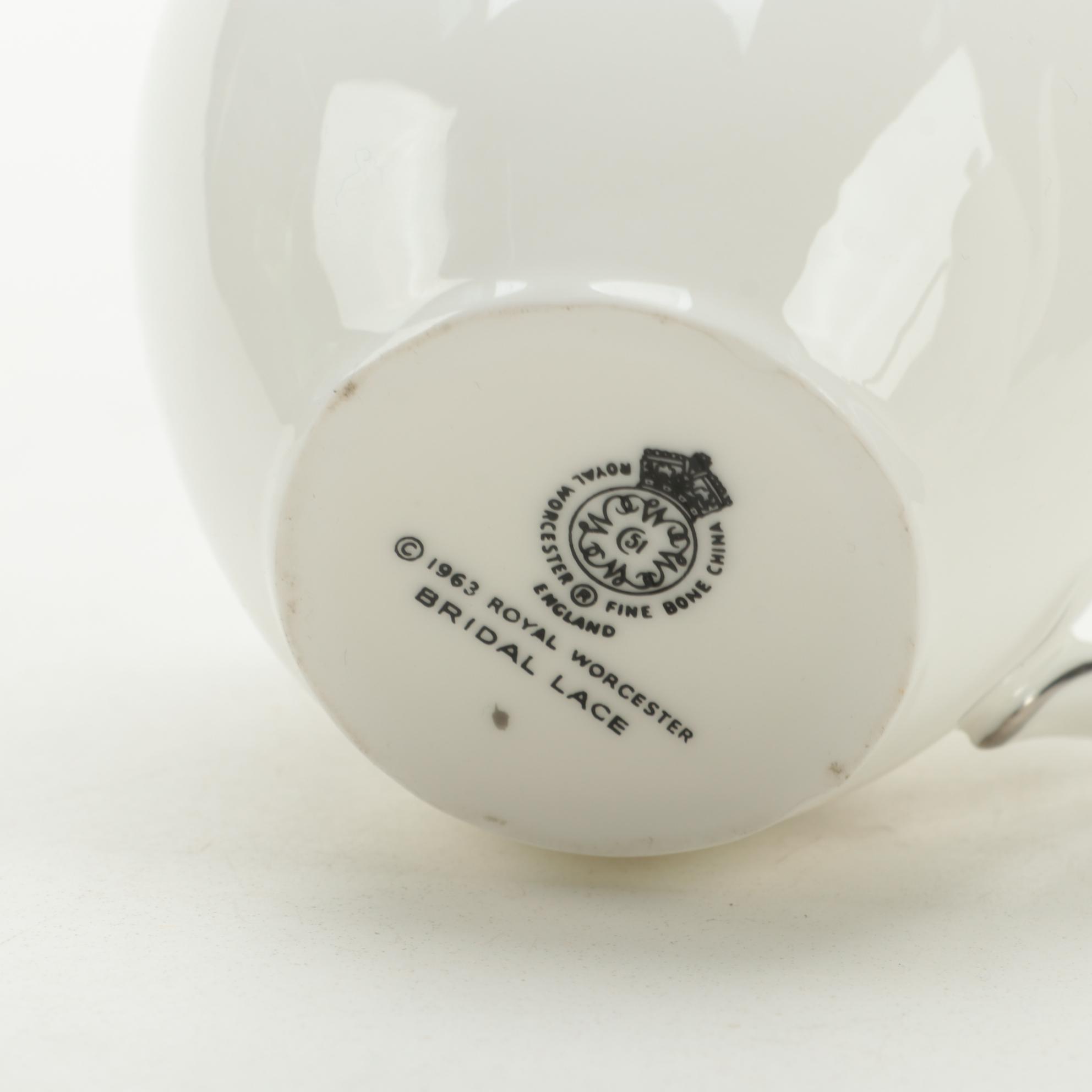 Royal Worcester "Bridal Lace" Bone China Coffee Set, 1961–1971
