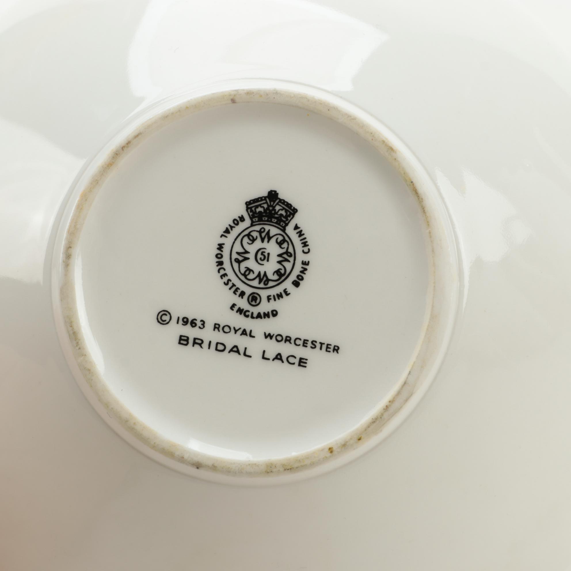 Royal Worcester "Bridal Lace" Bone China Coffee Set, 1961–1971