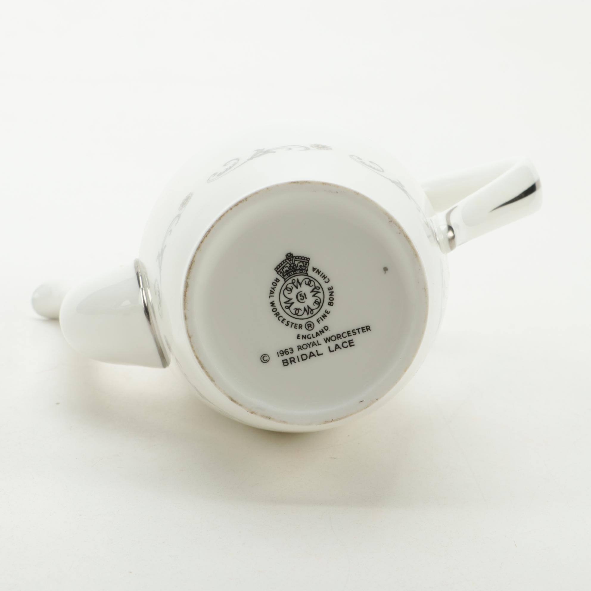 Royal Worcester "Bridal Lace" Bone China Coffee Set, 1961–1971