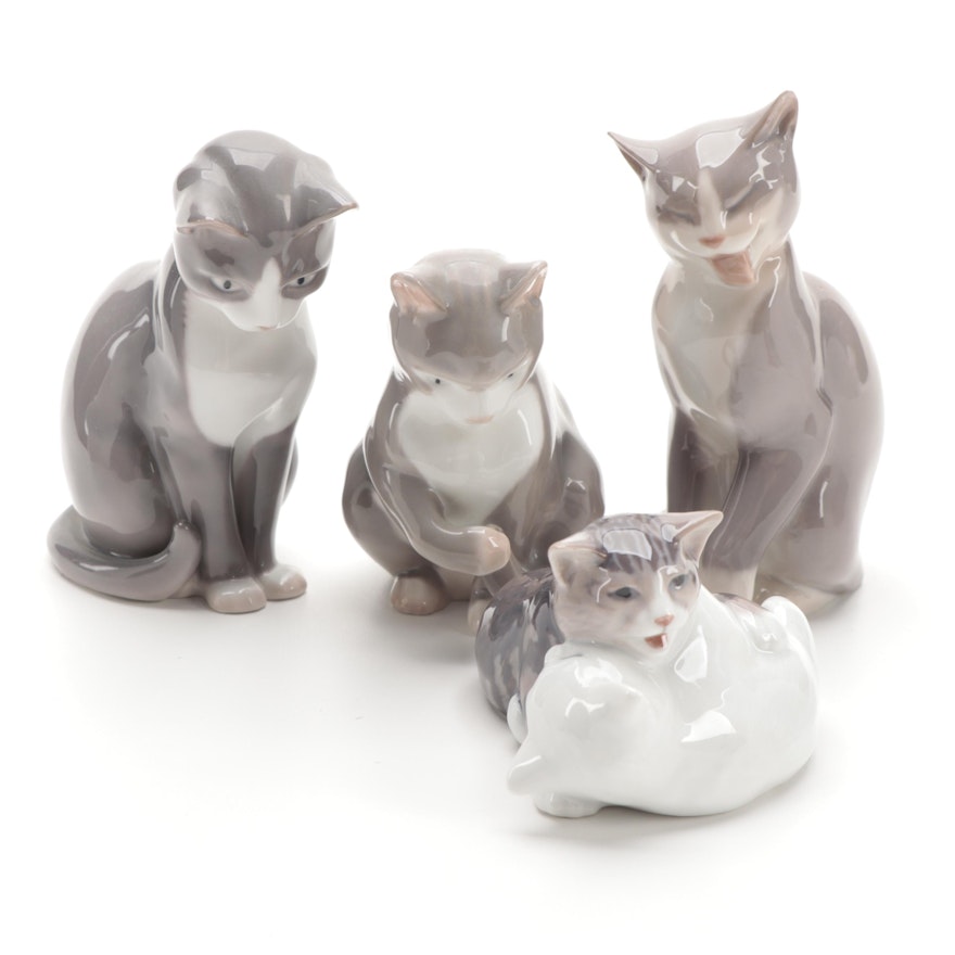 Bing & Grøndahl and Royal Copenhagen Porcelain Cat Figurines