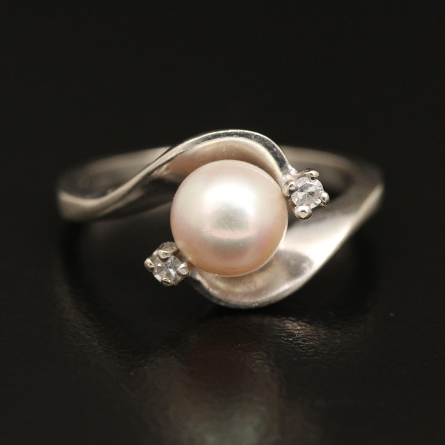 14K Pearl and Diamond Ring