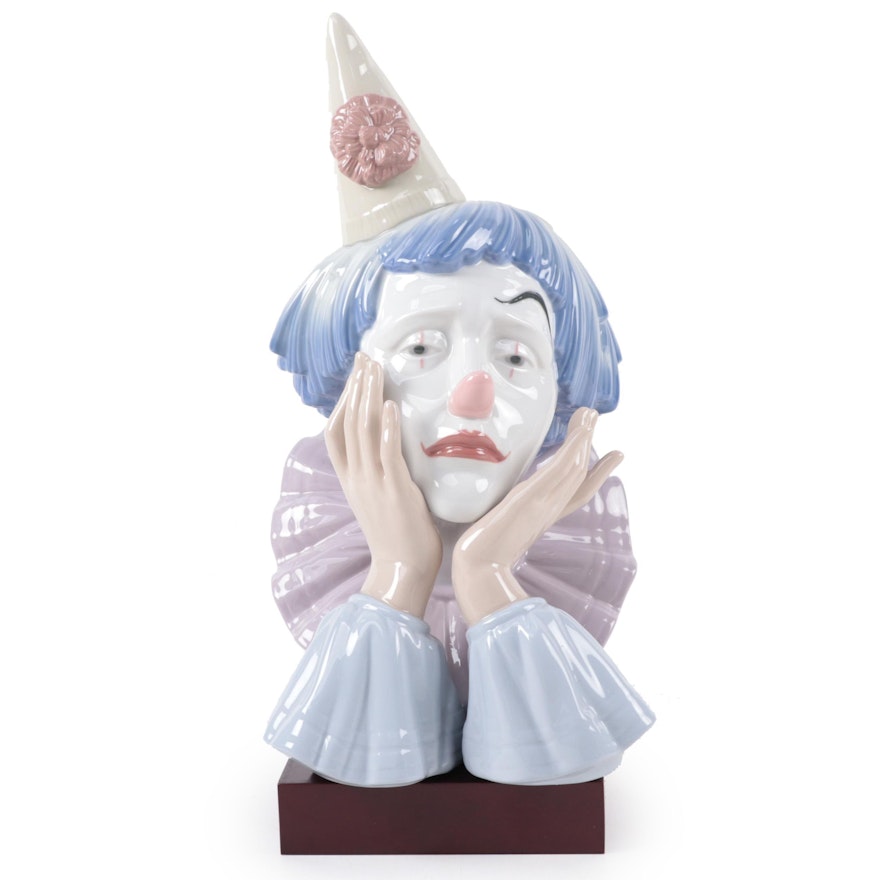 Lladró "Clowns Head" Porcelain Bust with Display Stand
