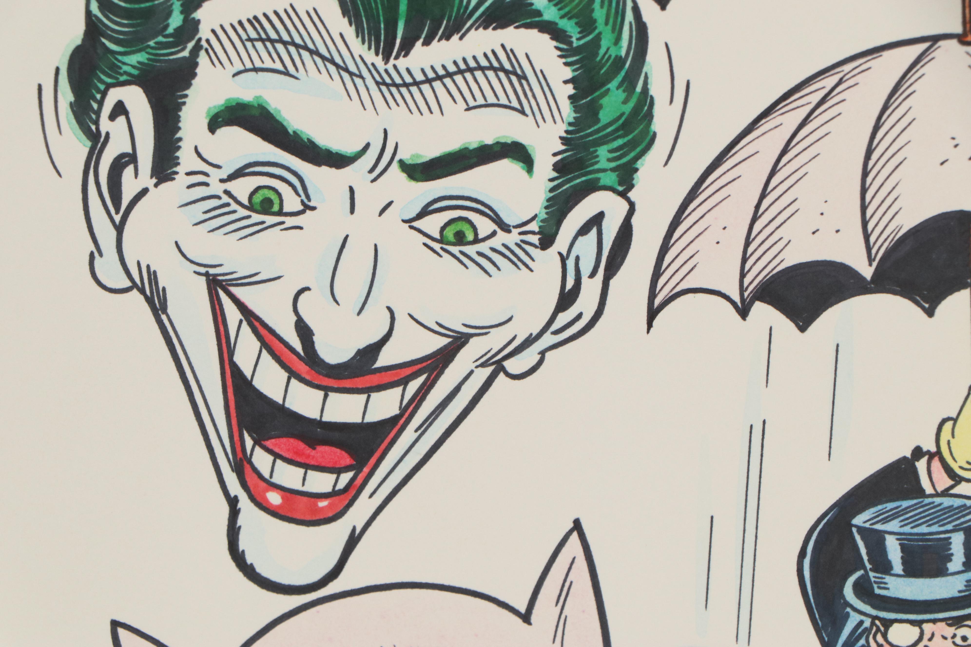 Sheldon Moldoff Batman Villains Ink Illustration, 1992