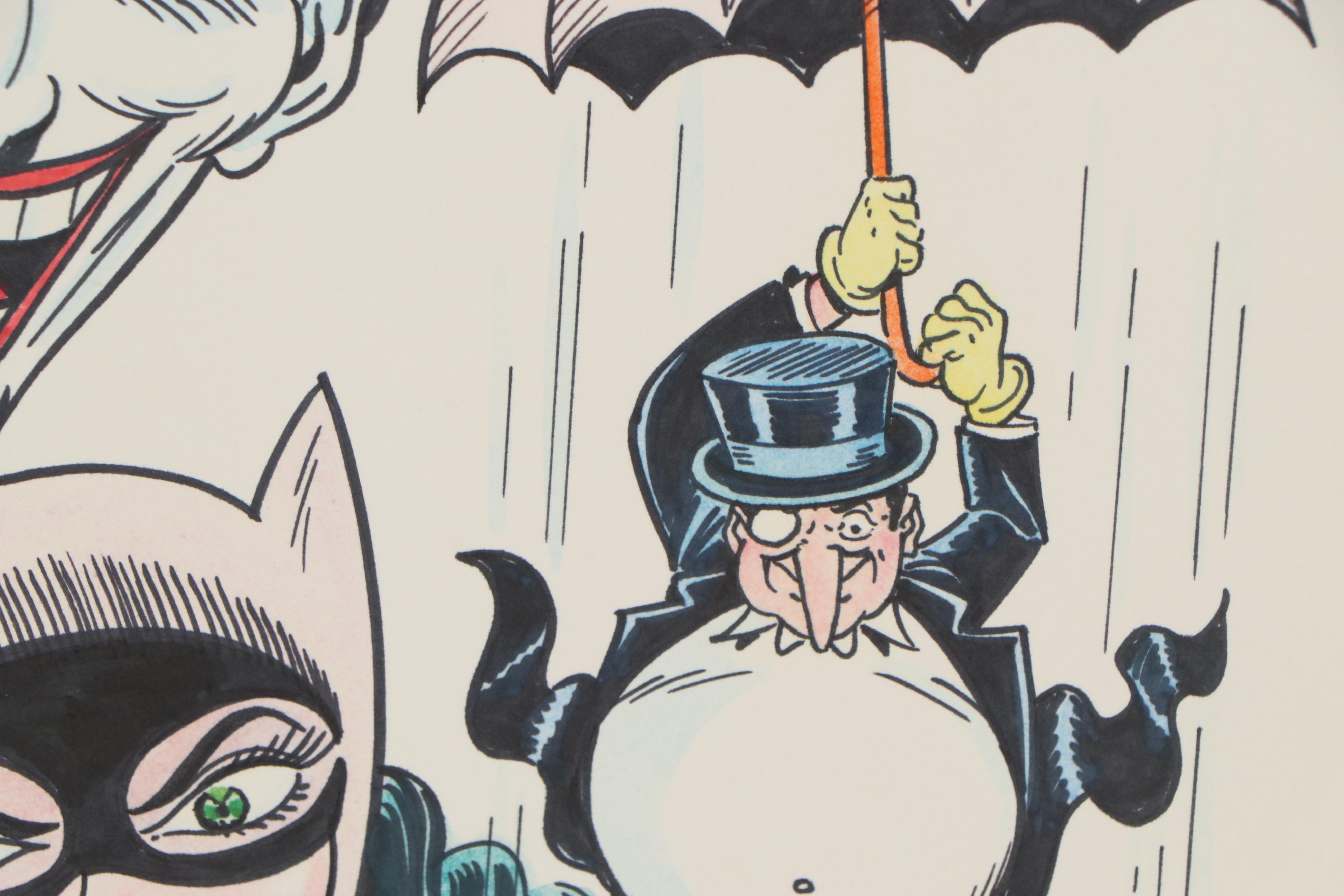 Sheldon Moldoff Batman Villains Ink Illustration, 1992