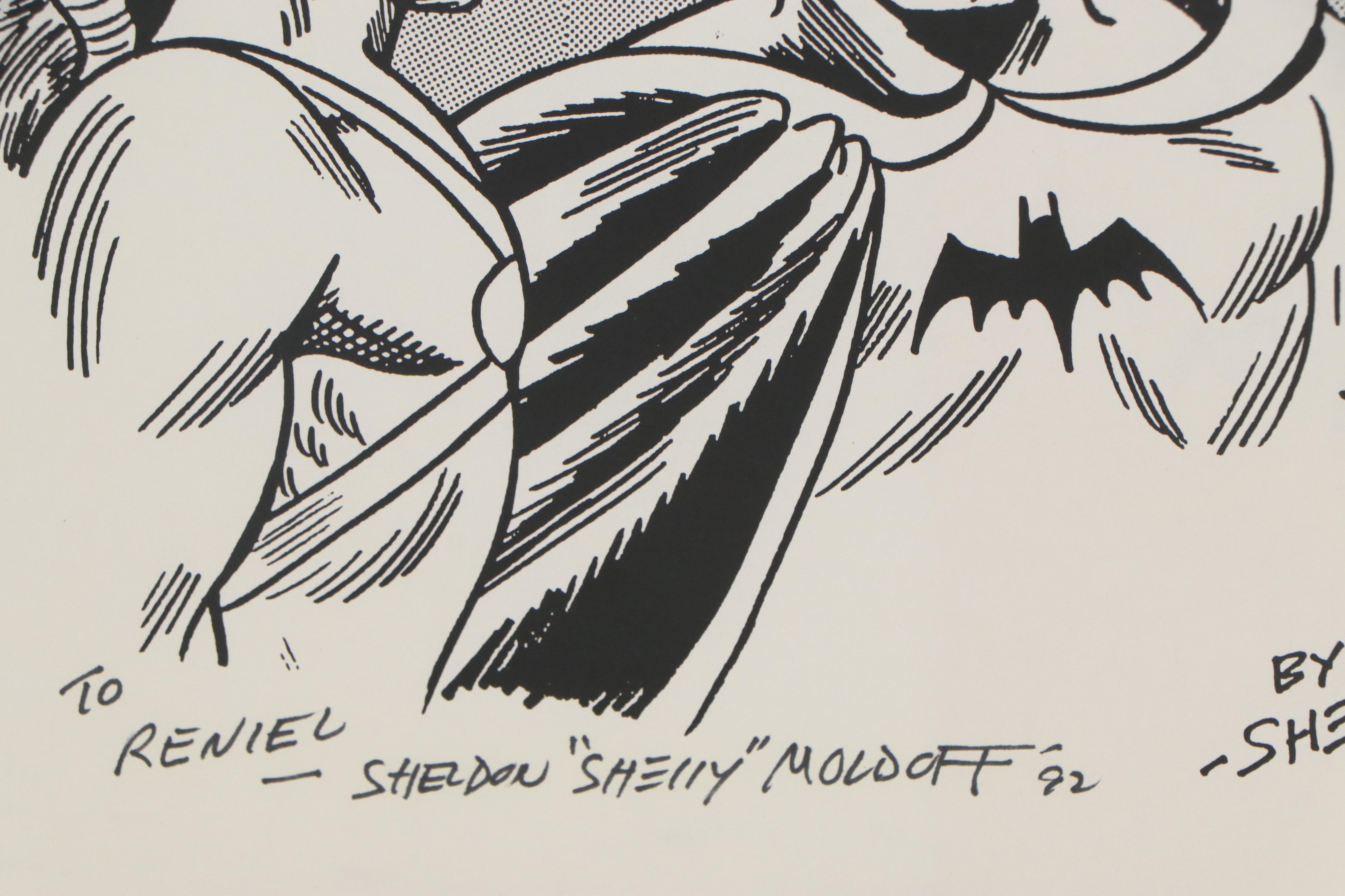 Sheldon Moldoff Batman, Batgirl and Robin Ink Illustration, 1992