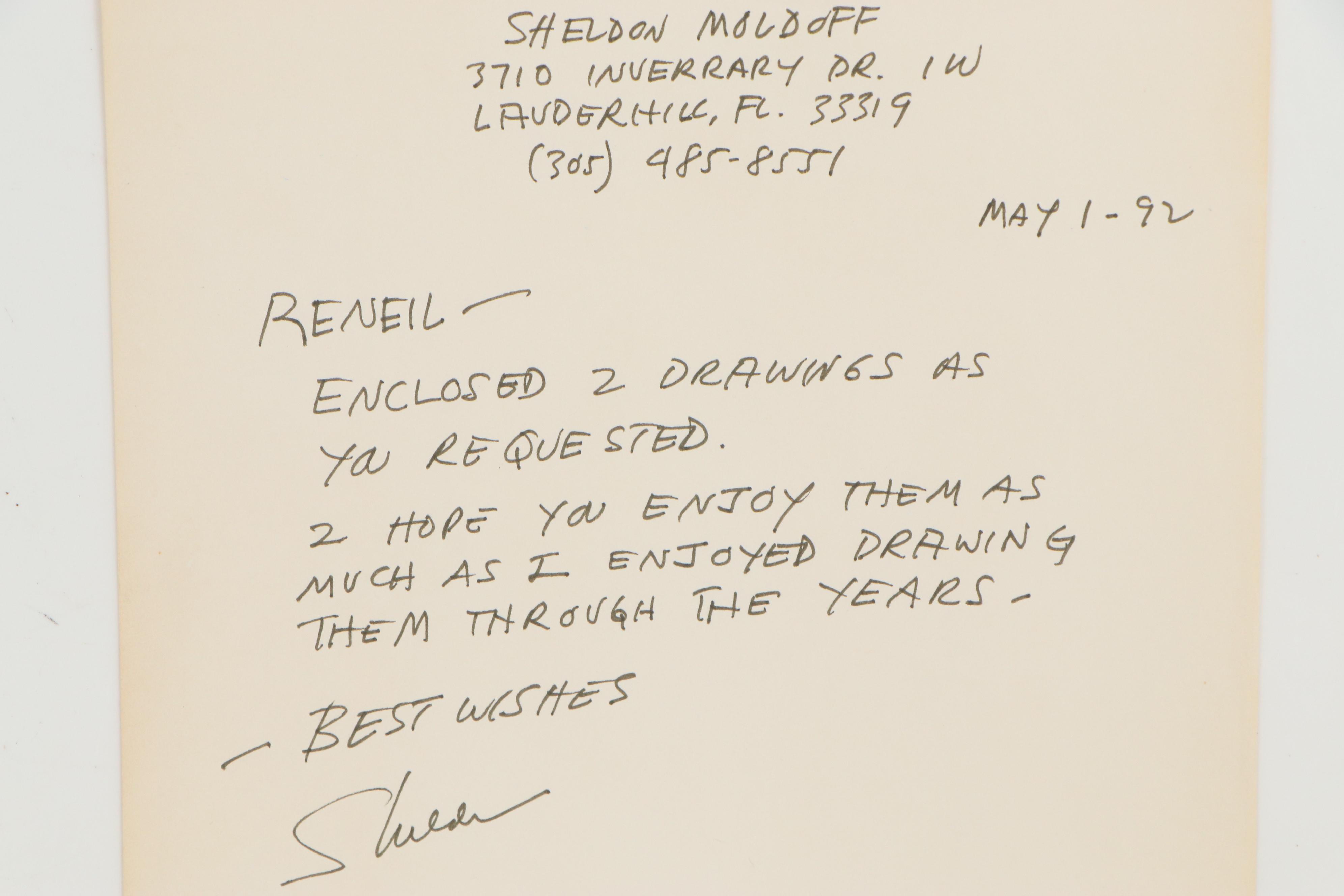 Sheldon Moldoff Batman, Batgirl and Robin Ink Illustration, 1992