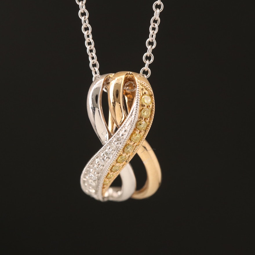 14K Two-Tone Diamond Pendant Necklace