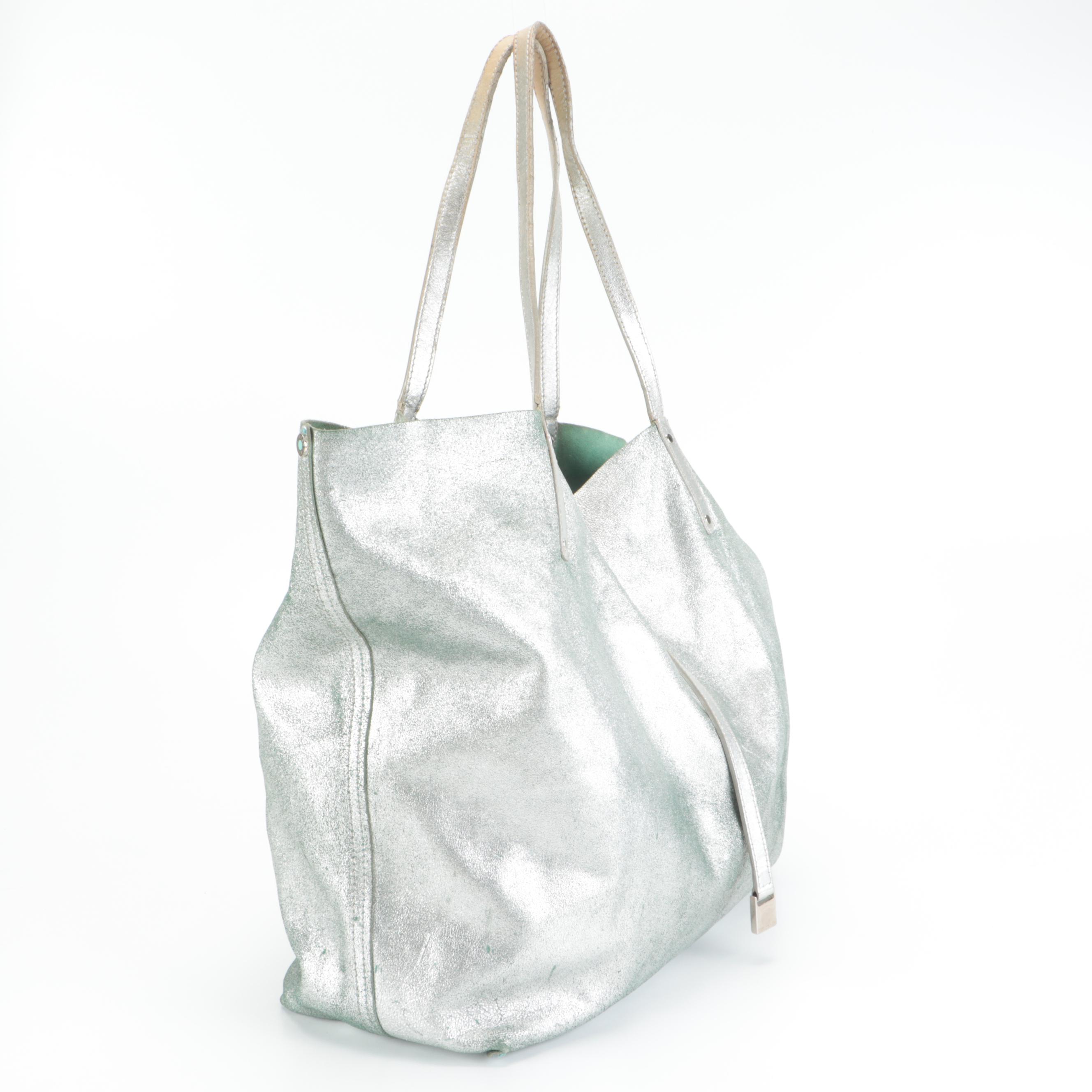 Tiffany & Co. Reversible Tote Bag in Metallic Leather and Tiffany Blue® Suede