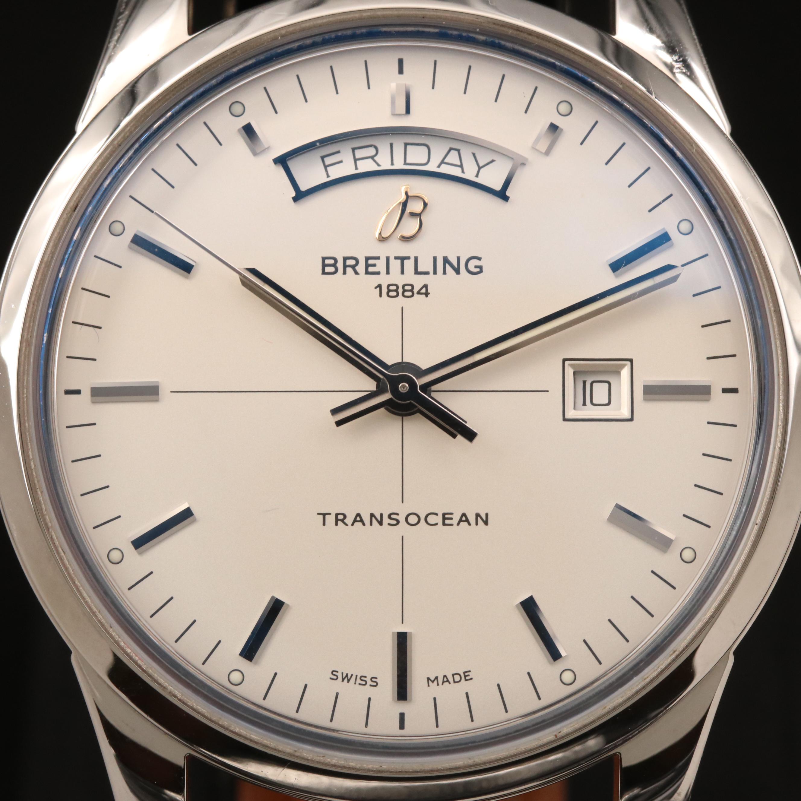 Breitling Transocean Day and Date Stainless Steel Automatic Watch