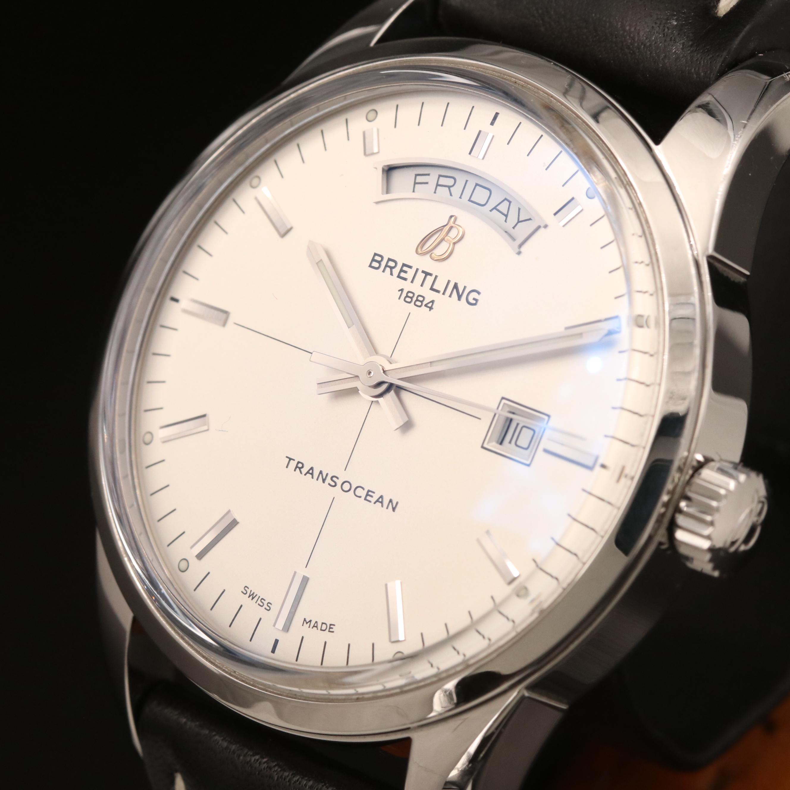 Breitling Transocean Day and Date Stainless Steel Automatic Watch