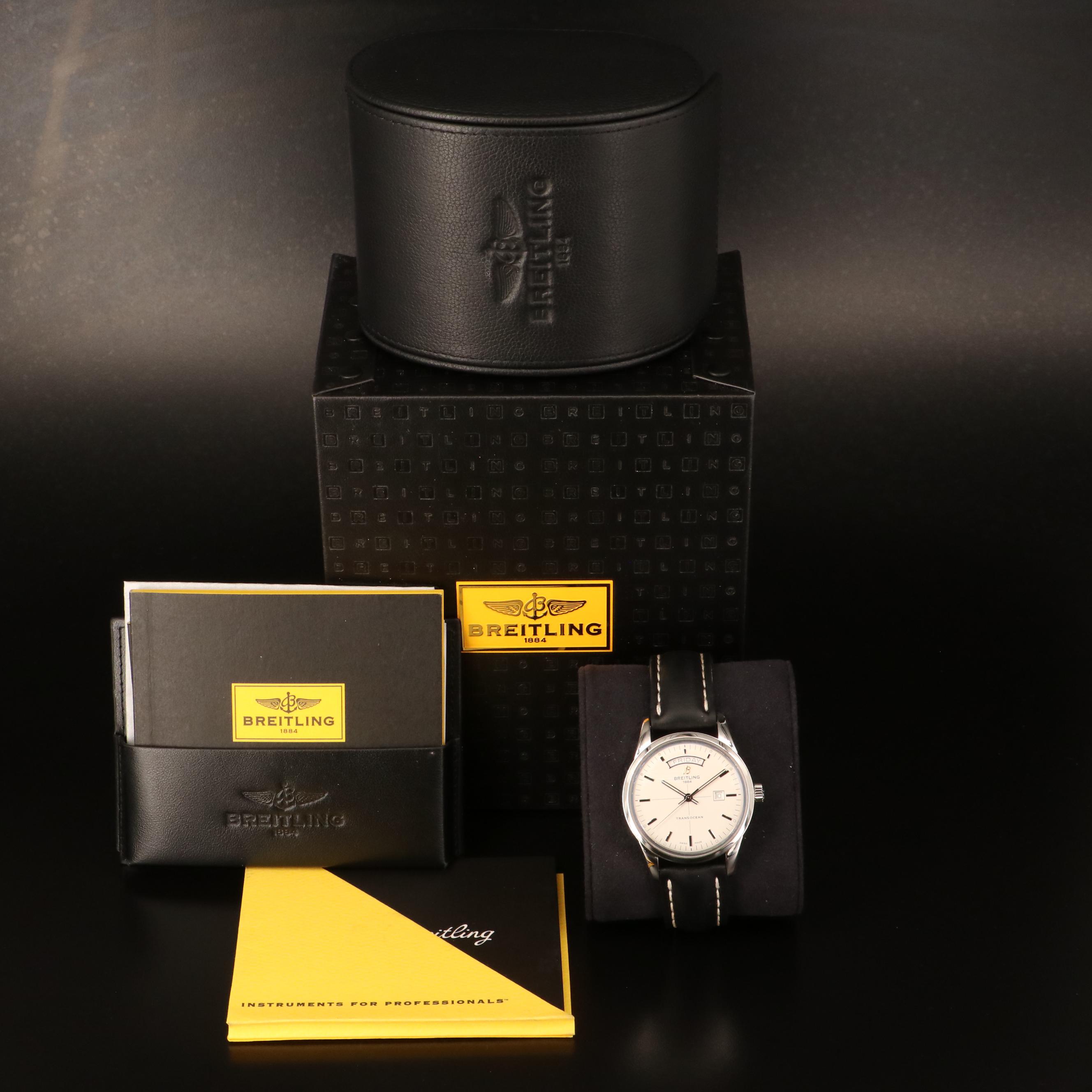 Breitling Transocean Day and Date Stainless Steel Automatic Watch