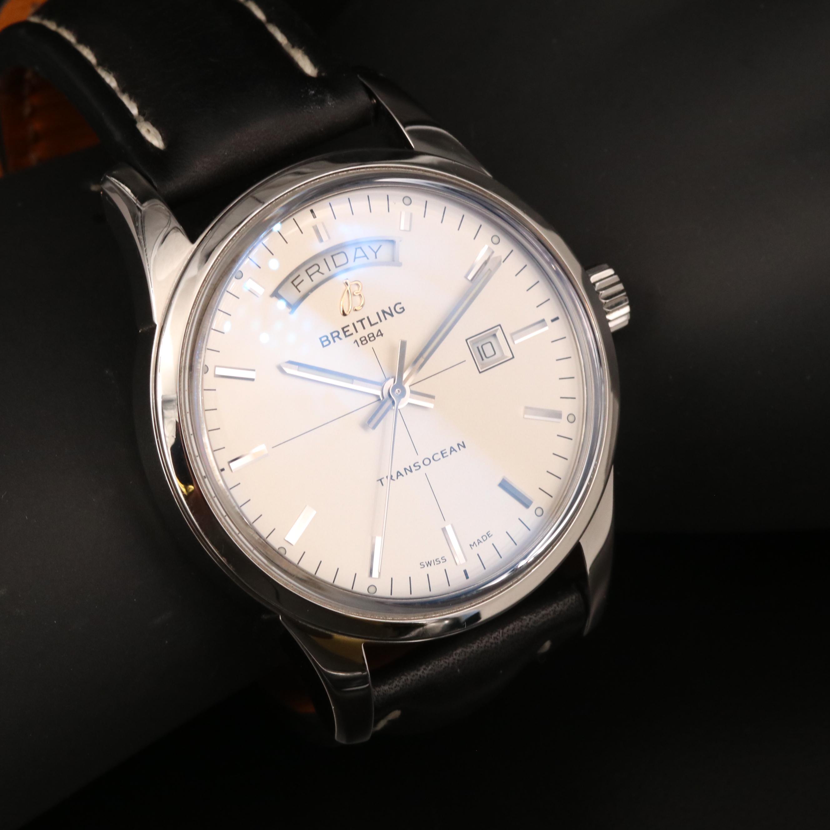 Breitling Transocean Day and Date Stainless Steel Automatic Watch