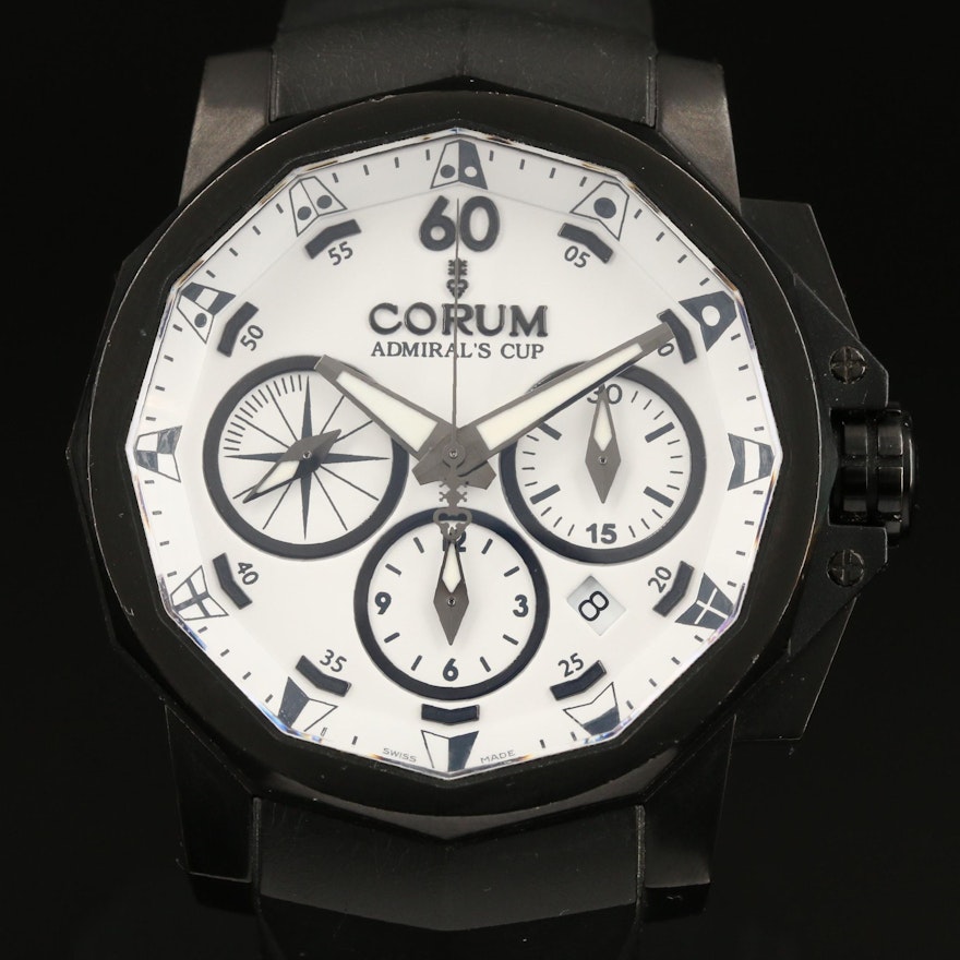 Corum "Admirals Cup Black Challenge 44" Chronograph Stainless Steel Wristwatch