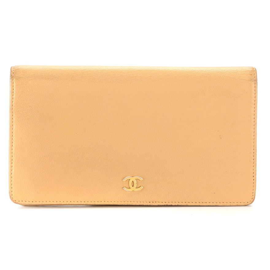 Chanel Continental Wallet in Beige Leather