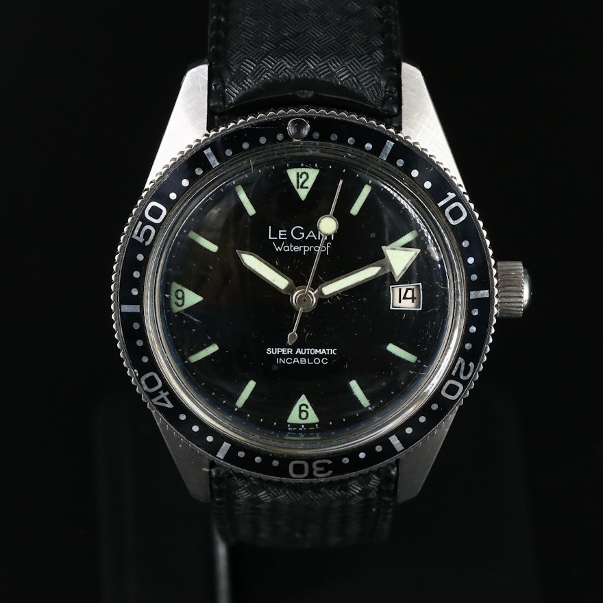 Vintage LeGant Skin Diver Stainless Steel Automatic Wristwatch
