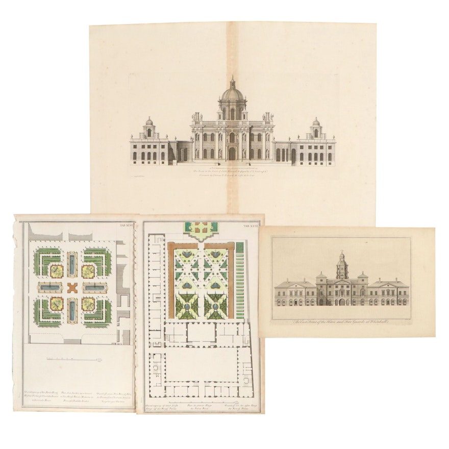 Architectural and Floor Plan Engravings, Including Colen Campbell Plate