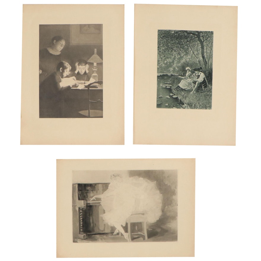 Figural Photogravures Including After Charles-Paul Renouard, 20th Century