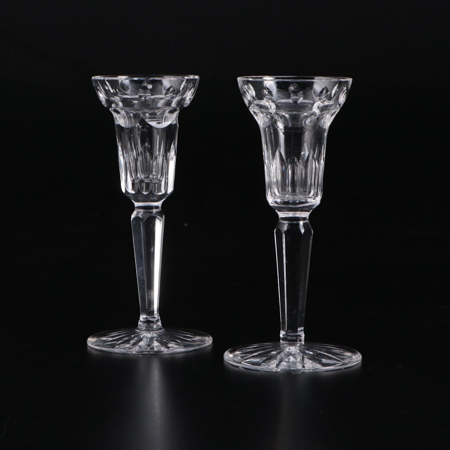 Pair of Waterford Crystal Single Light Candlesticks, Late 20th Century