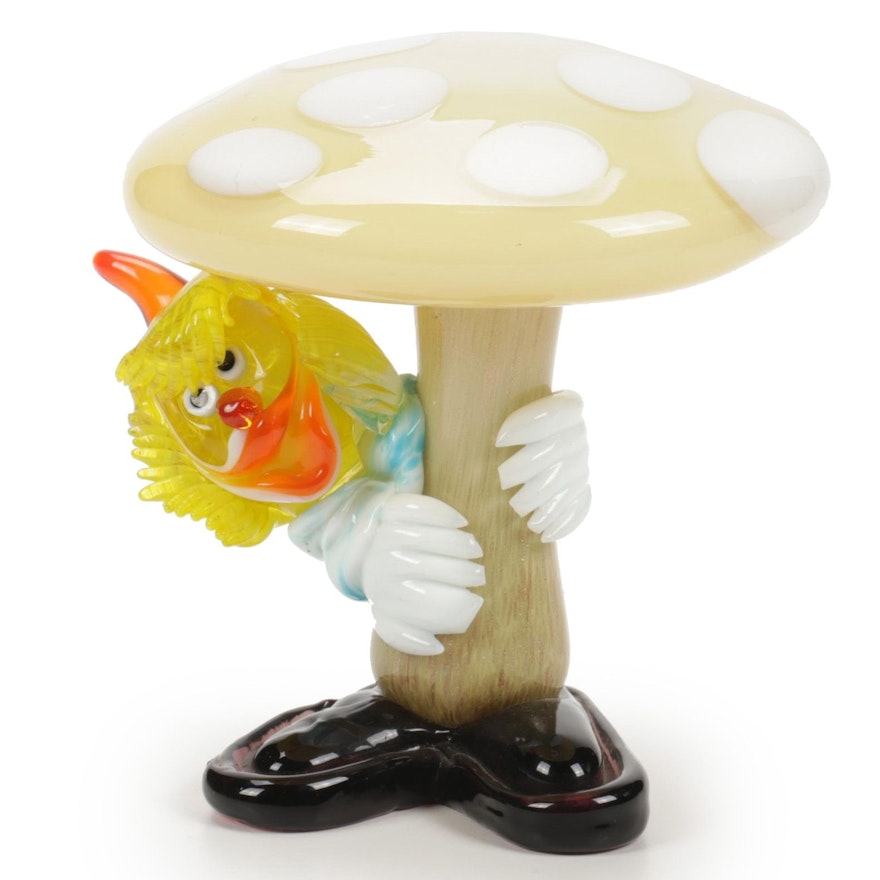 Handblown Venetian Glass Mushroom Clown