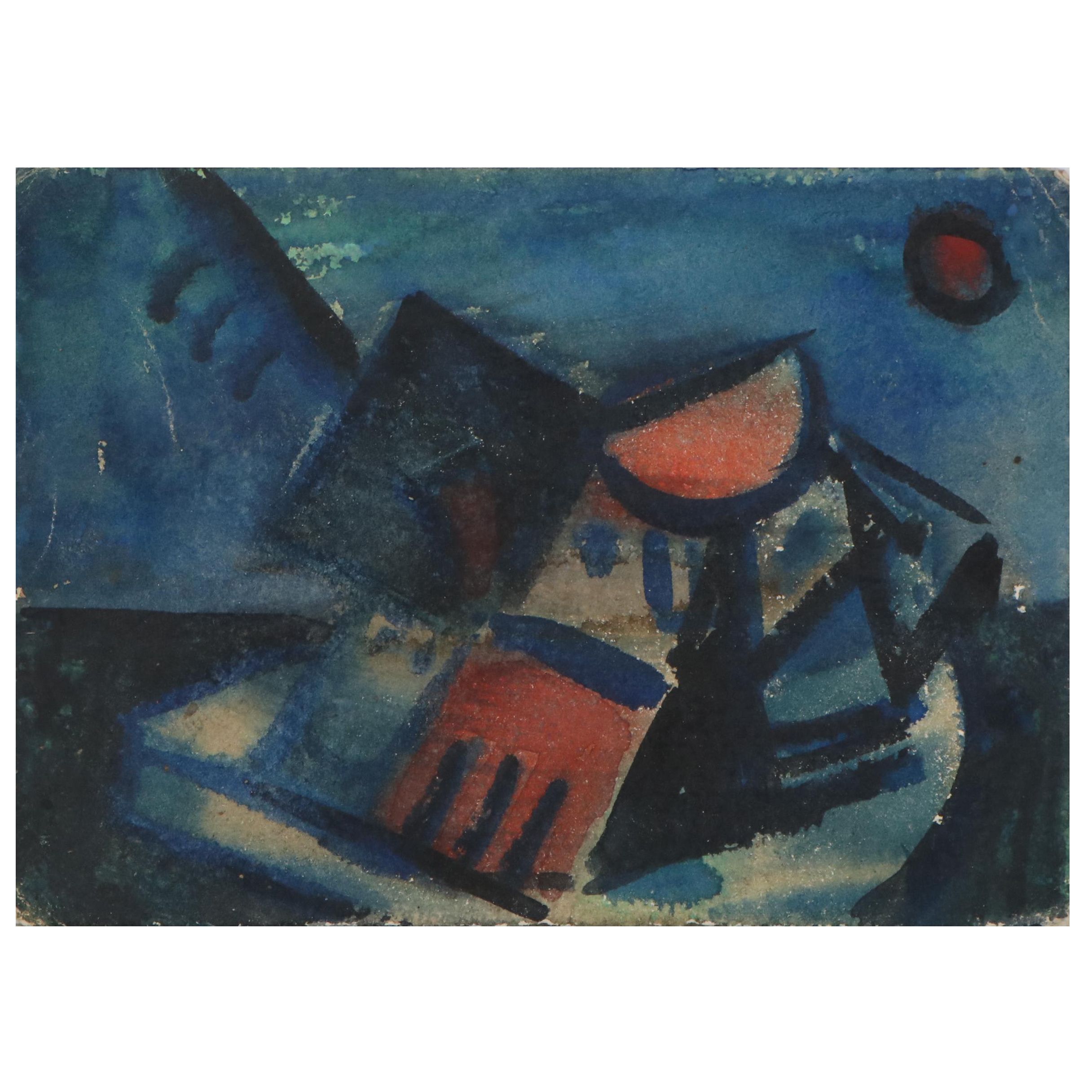 Esther Phillips Abstract Gouache Painting