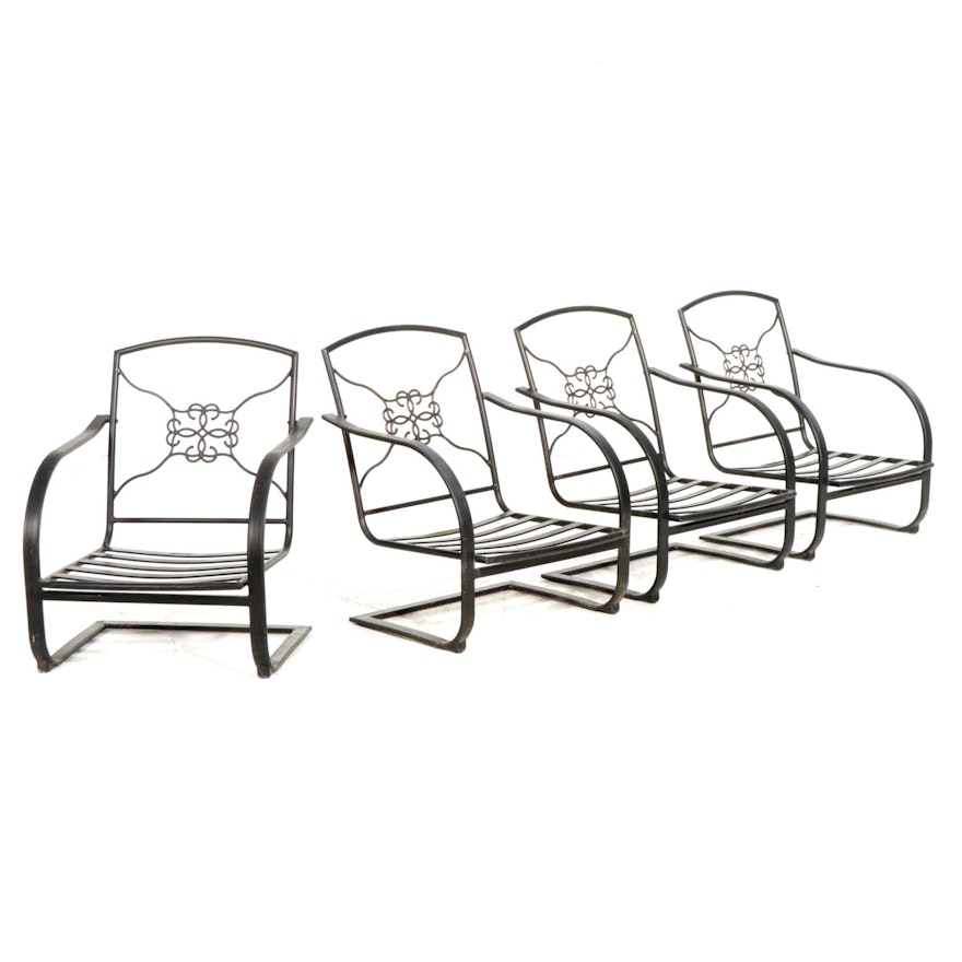 Four Painted Metal Patio Chairs