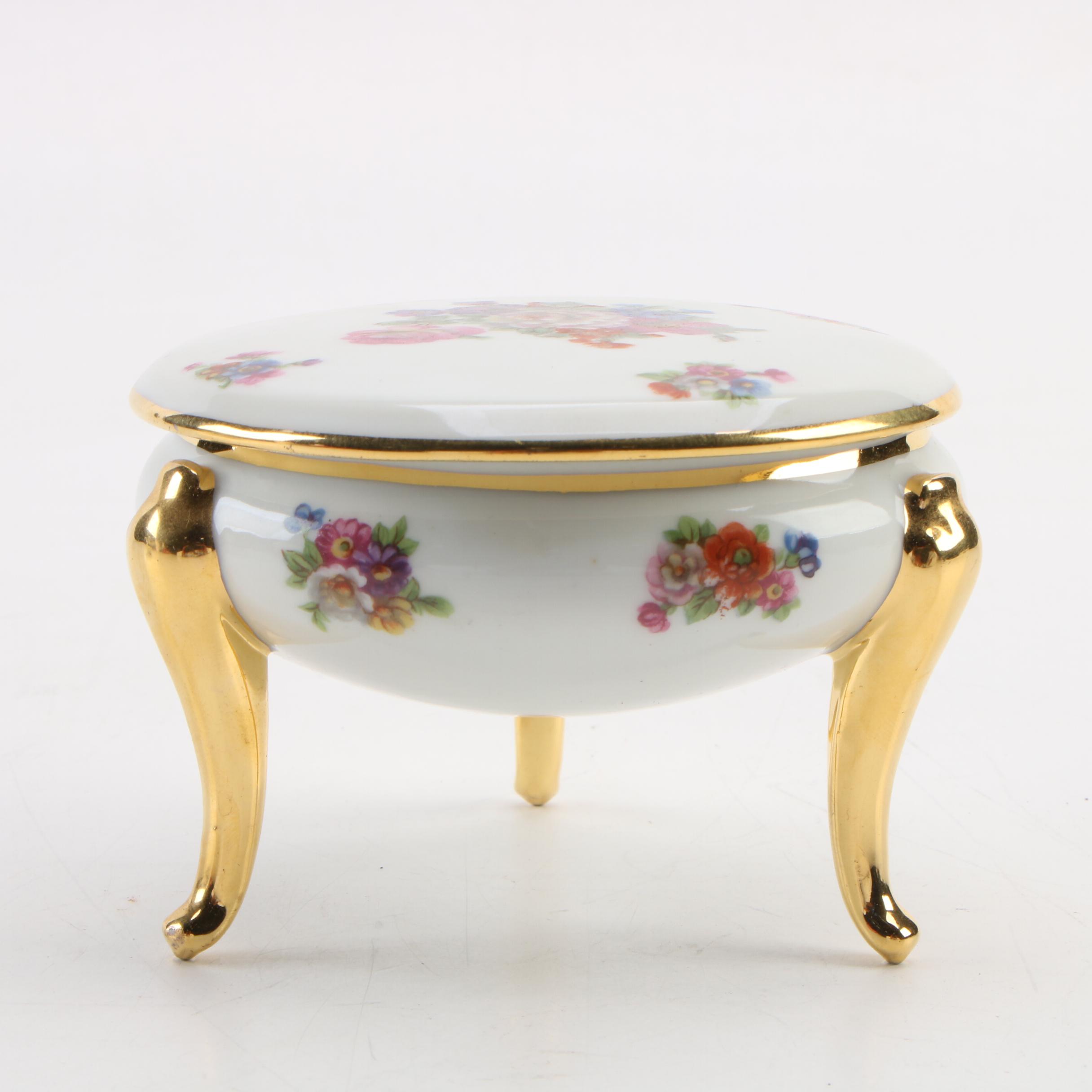 Isco and Orlibe Limoges Porcelain Vanity Box and Shell Dish