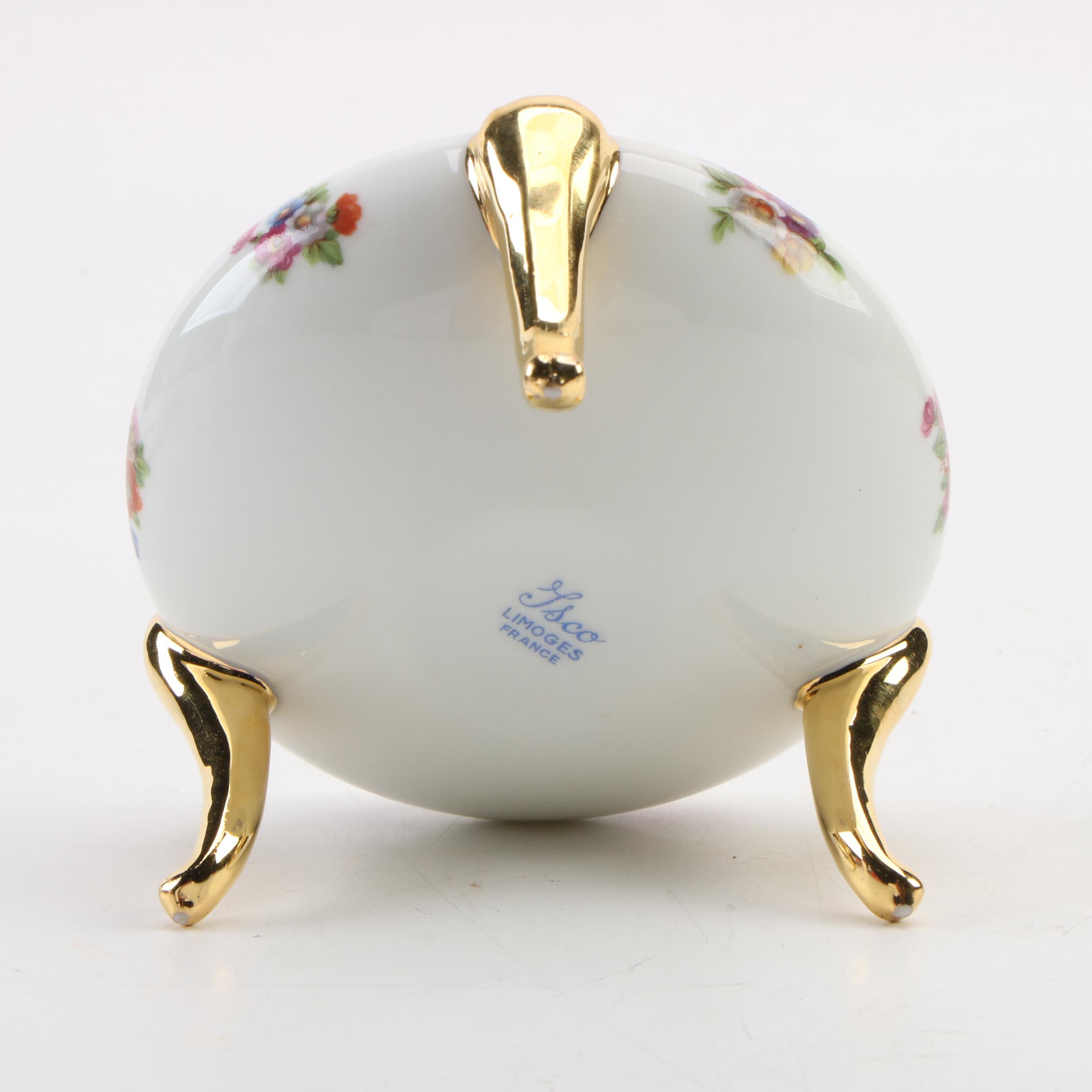 Isco and Orlibe Limoges Porcelain Vanity Box and Shell Dish