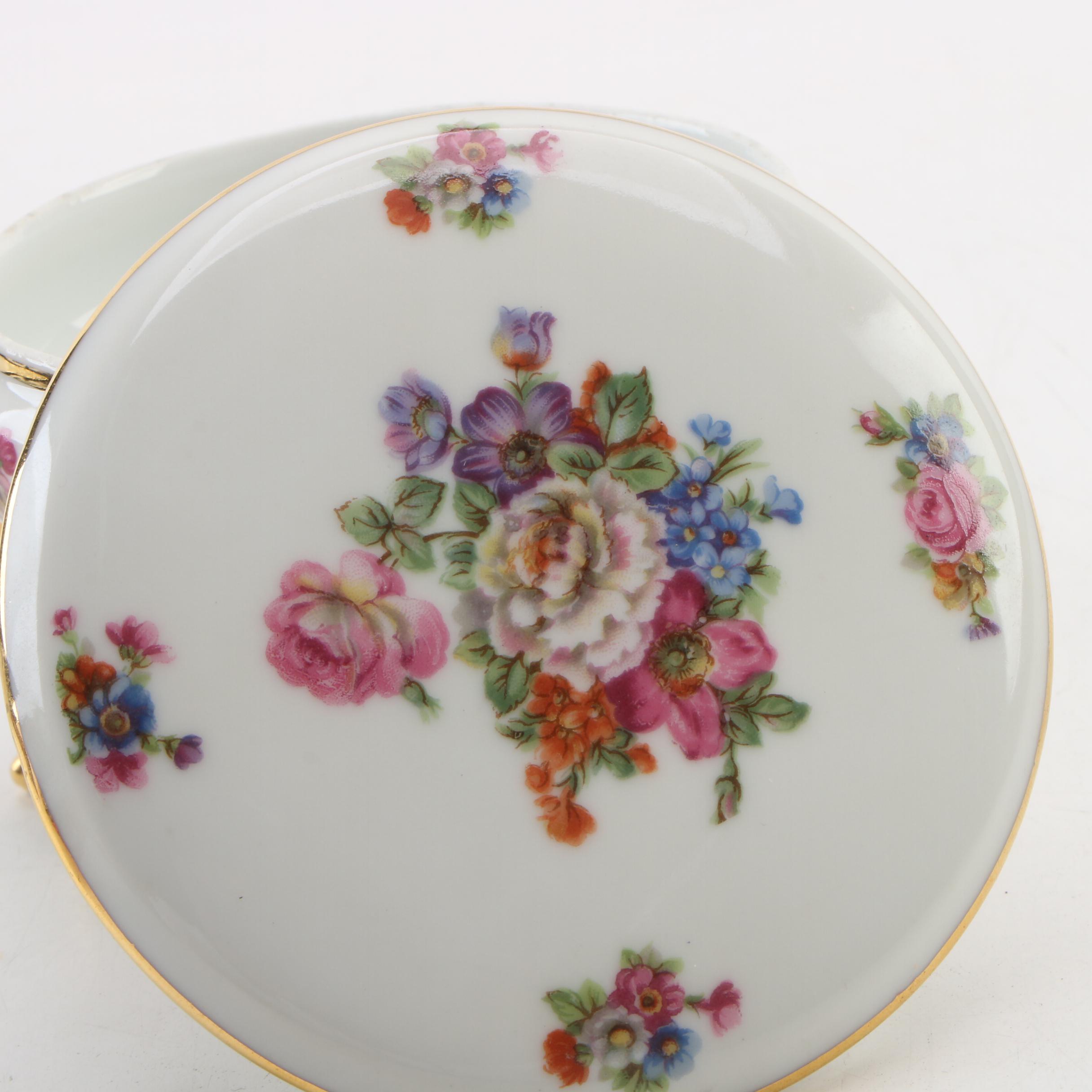 Isco and Orlibe Limoges Porcelain Vanity Box and Shell Dish