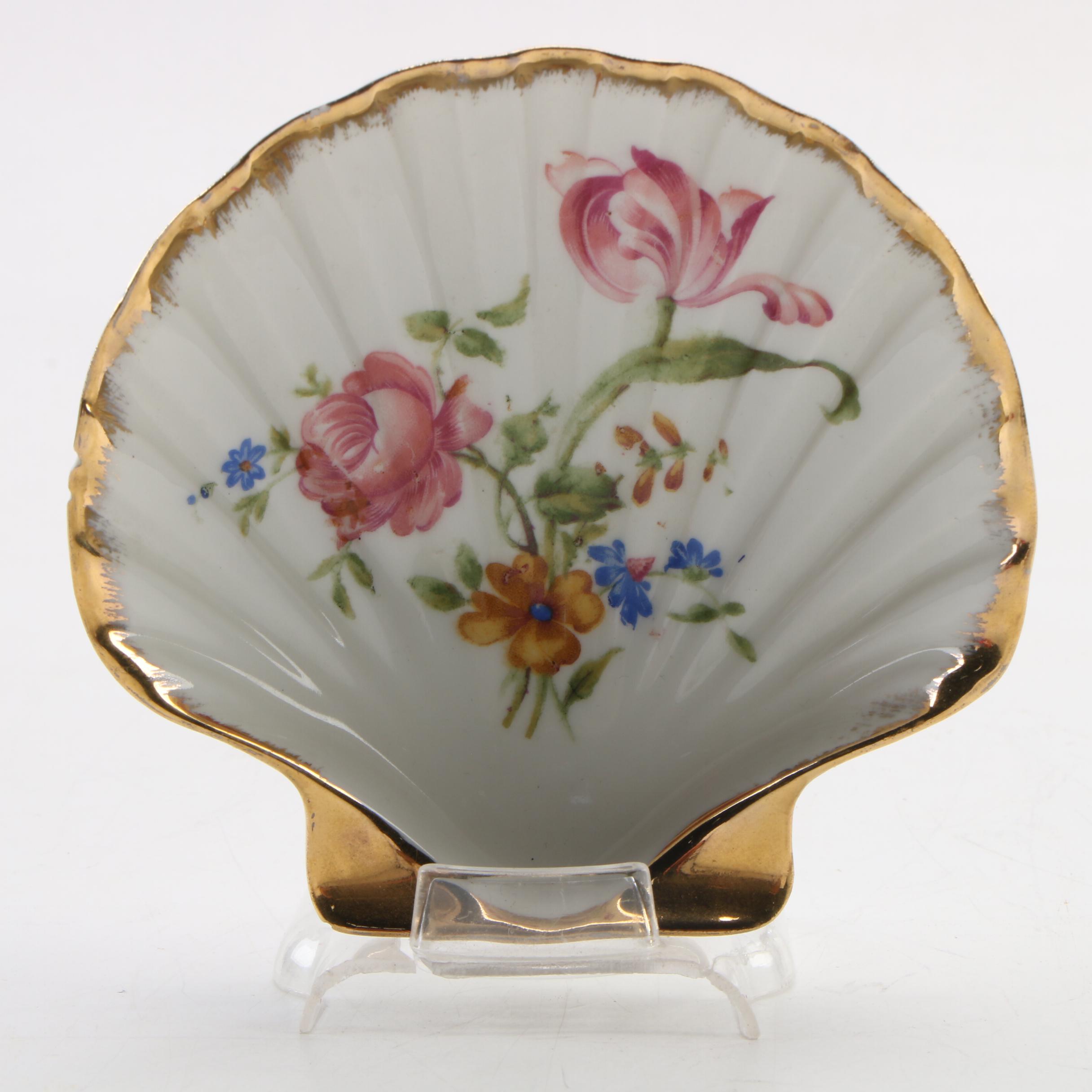 Isco and Orlibe Limoges Porcelain Vanity Box and Shell Dish