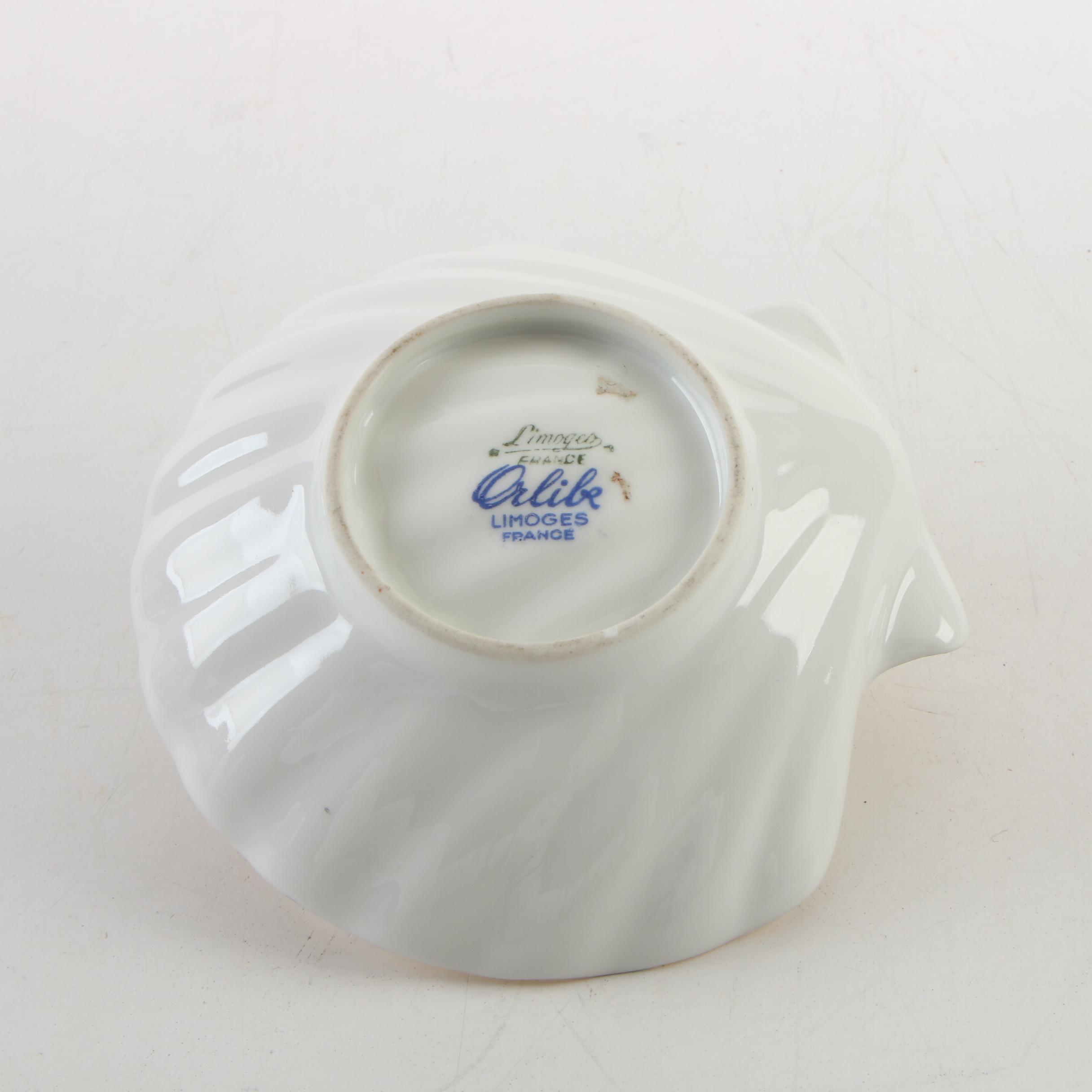 Isco and Orlibe Limoges Porcelain Vanity Box and Shell Dish