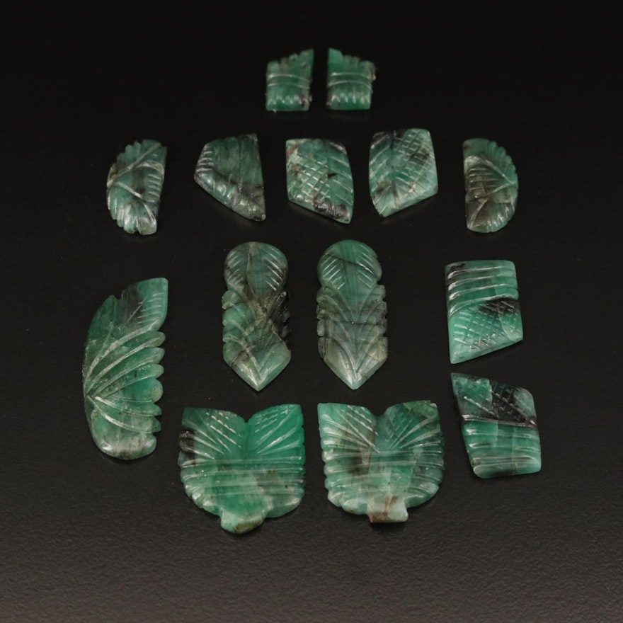 Loose 92.59 CTW Carved Emeralds