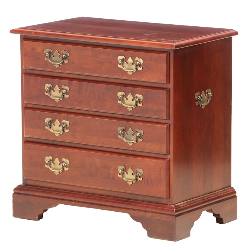 Chippendale Style Cherrywood Four-Drawer Bedside Chest, Late 20th Century