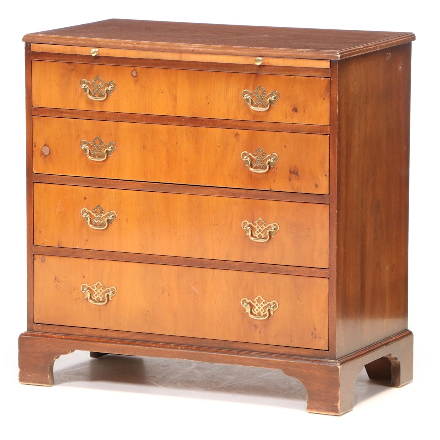 Baker Furniture George III Style Mahogany and Yew Four-Drawer Bedside Chest