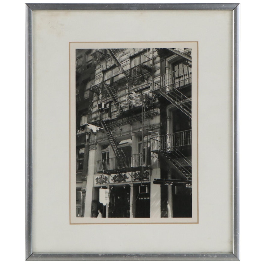 Architectural Silver Gelatin Photograph of Fire Escapes