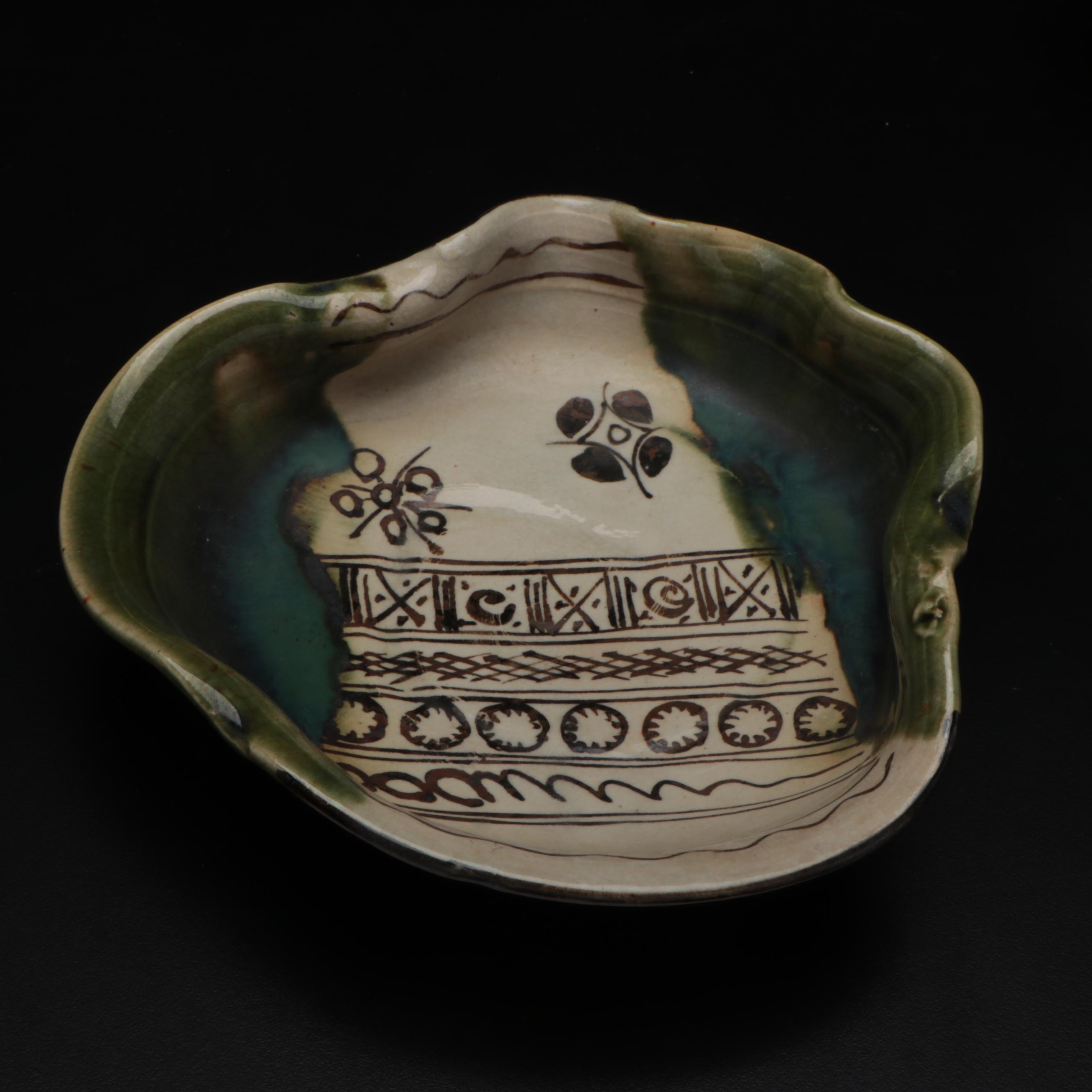 Japanese Oribe Ware Pottery Bowls, Late 20th Century