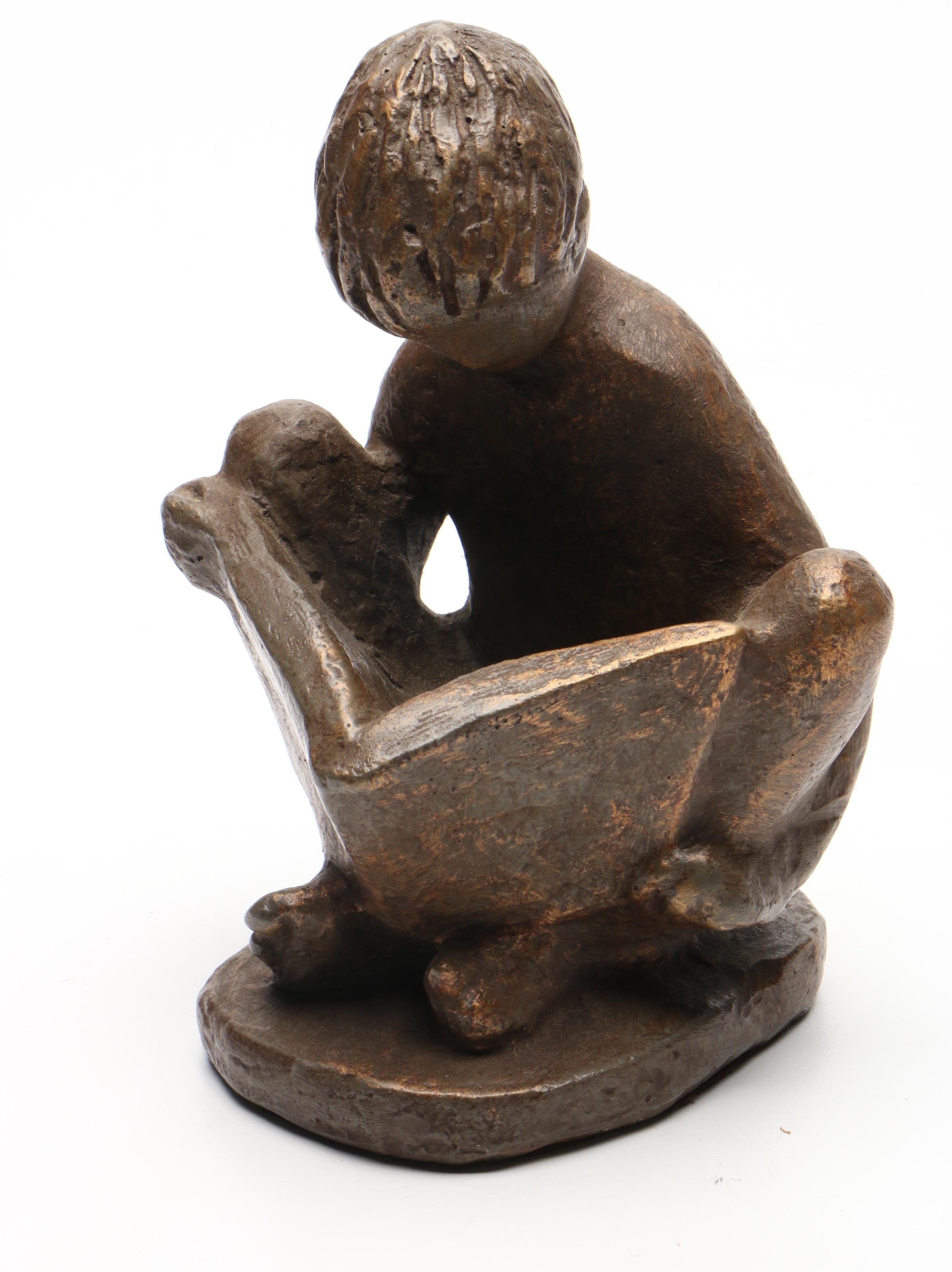 Matador and Austin Productions Young Boy Reading Resin Sculptures