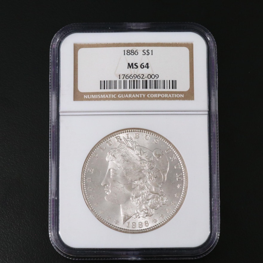 NGC Graded MS64 1886 Morgan Silver Dollar