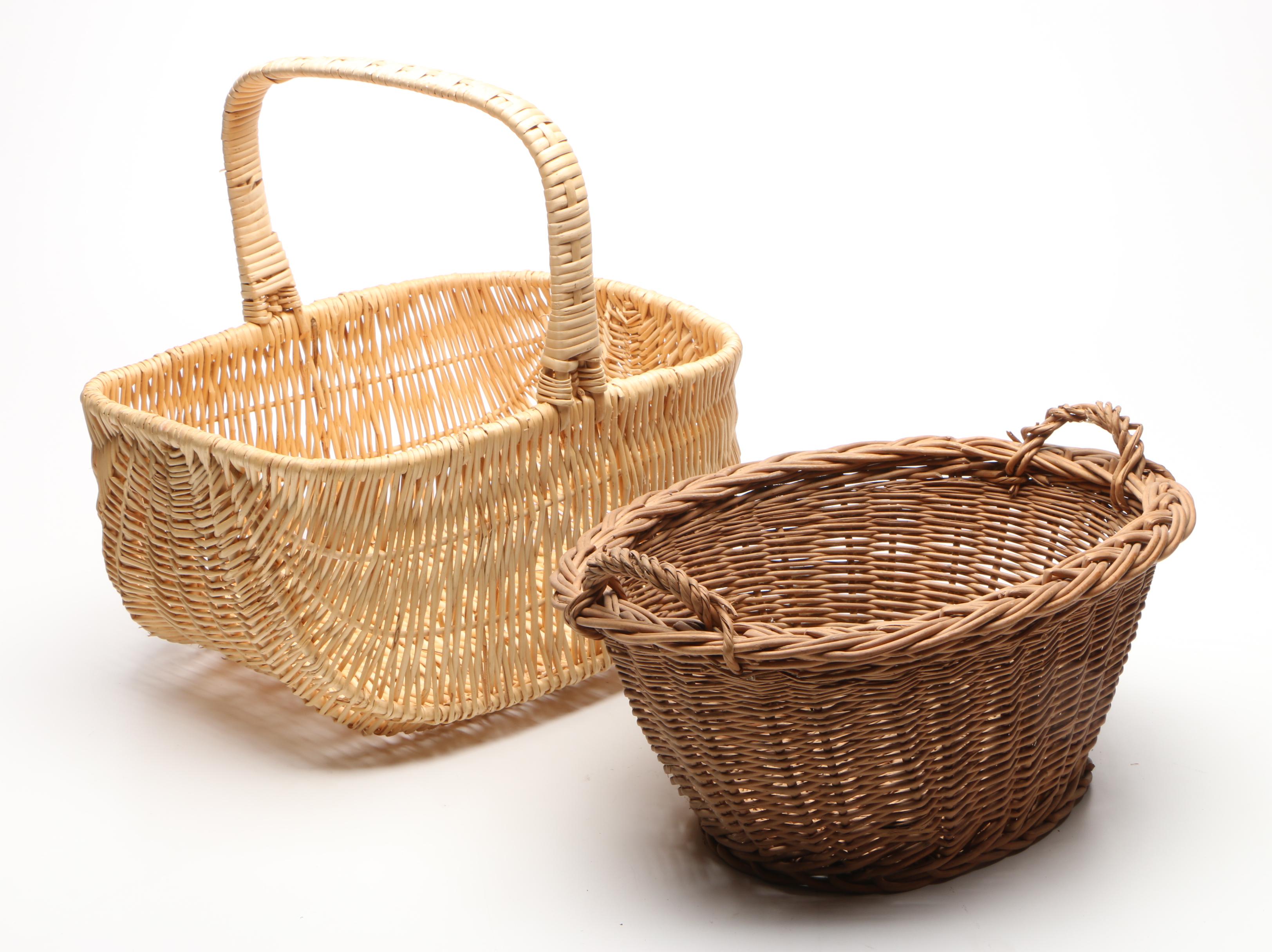Rattan, Cane and Split Bamboo Wicker Woven Baskets