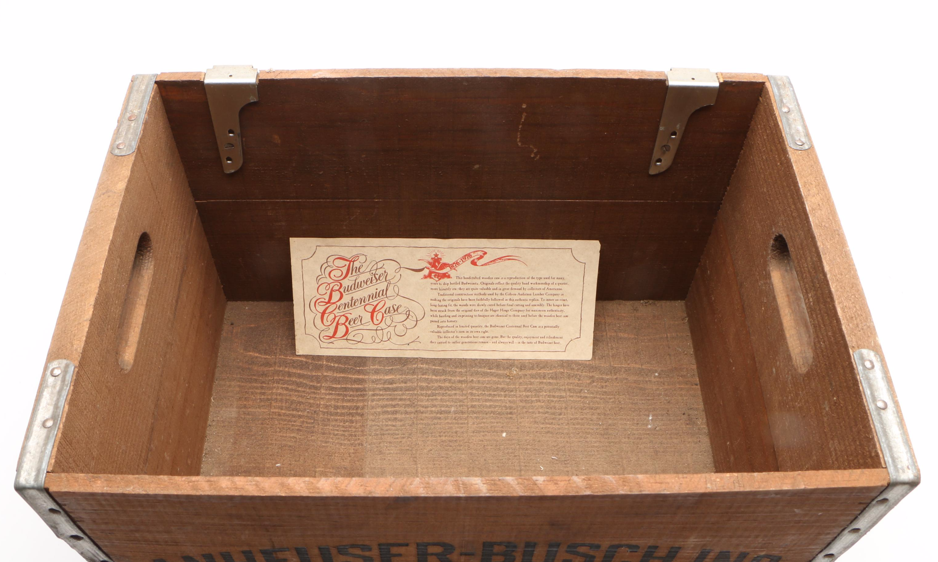 Anheuser-Busch Inc. Budweiser 1976 Centennial Wooden Beer Crate
