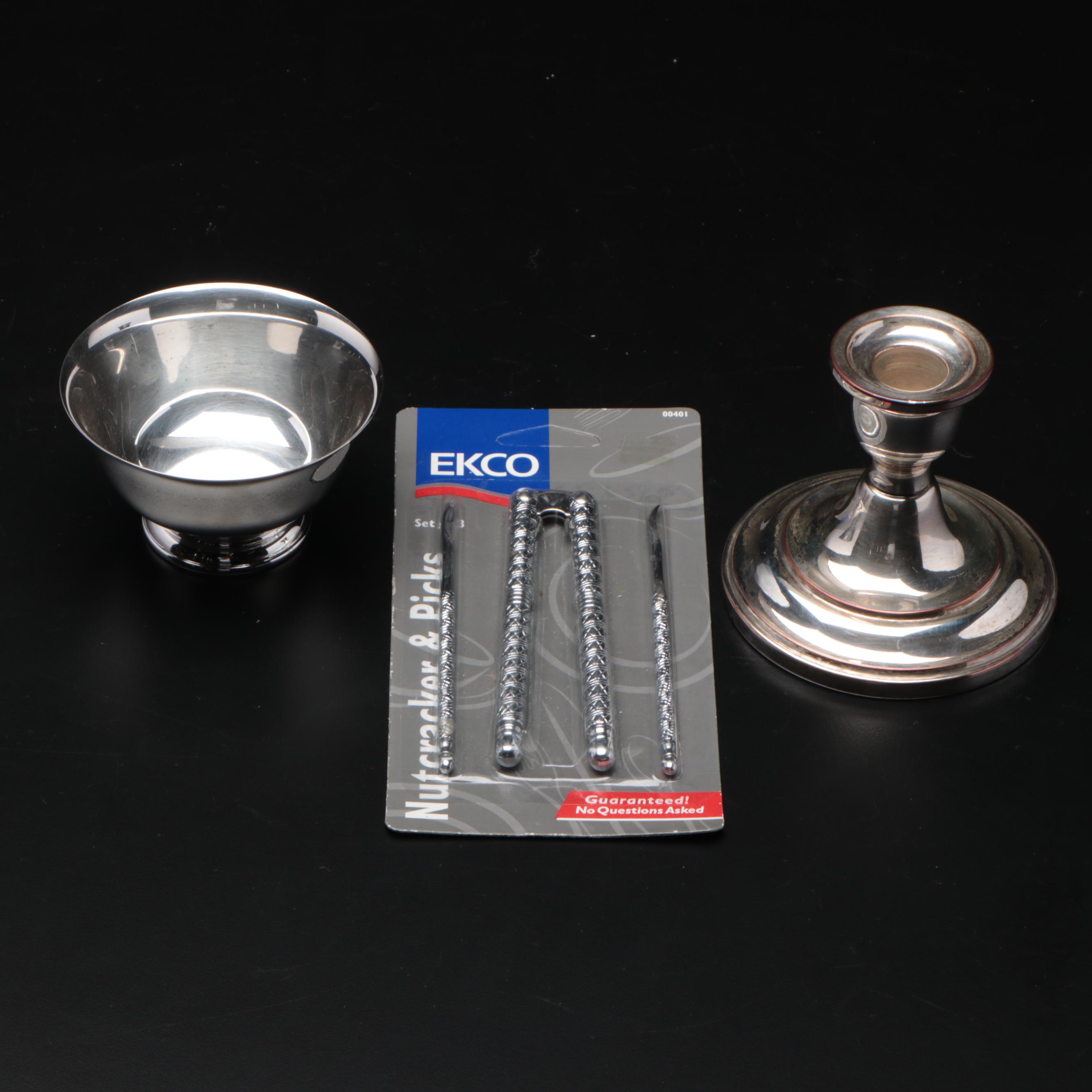 Reed & Barton Silver Plate Footed Meat Platter with Dinnerware Accessories