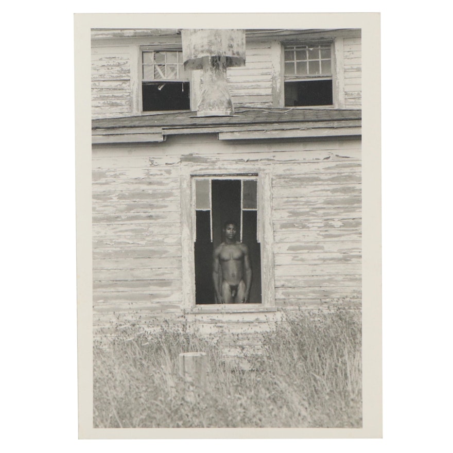 Silver Gelatin Photograph of Male Figure in Barn