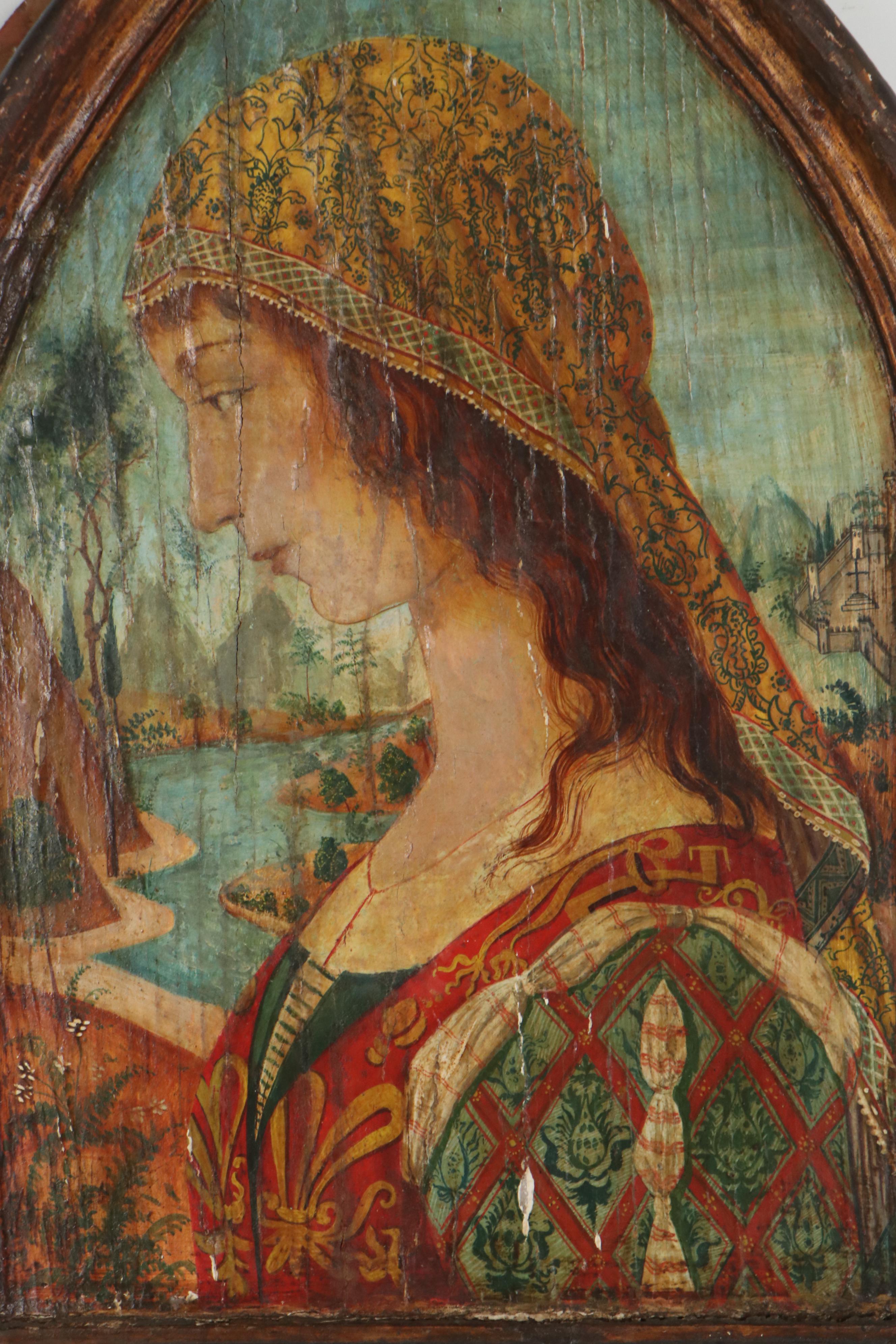 Italian School Profile Portrait Oil Painting